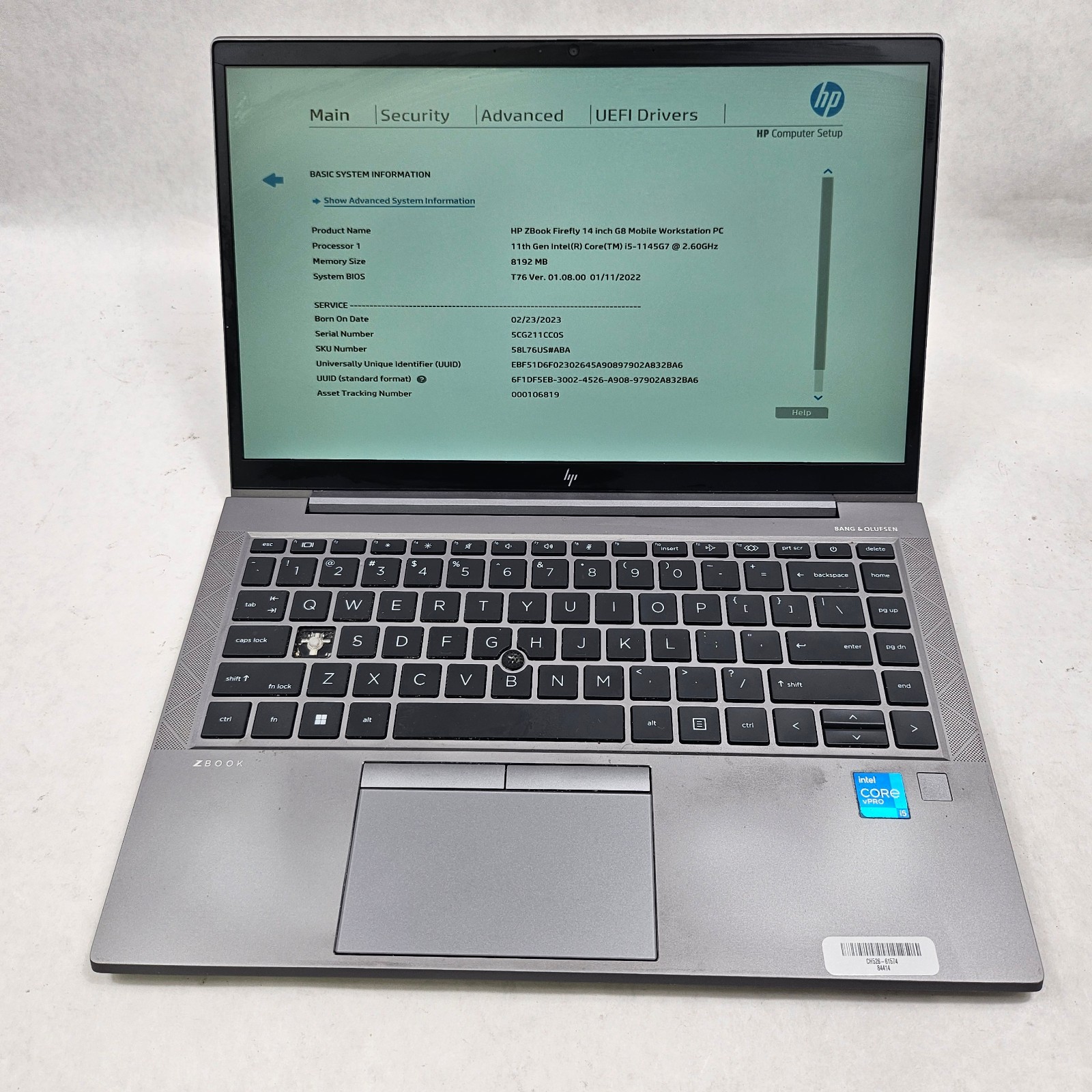 HP ZBook FireFly 14 G8 14″ i5-1145G7 2.60GHz 8GB RAM 512GB SSD No OS Read
