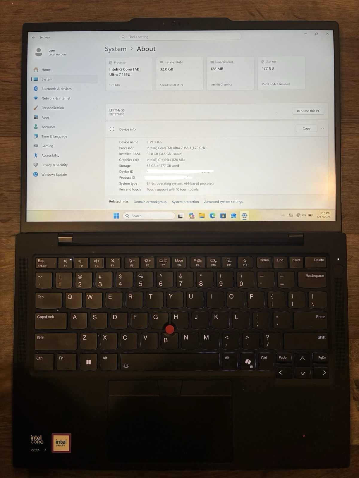 Lenovo ThinkPad T14s Gen 5 14″ Touchscreen Core Ultra 7 155U 32GB 512GB Warranty