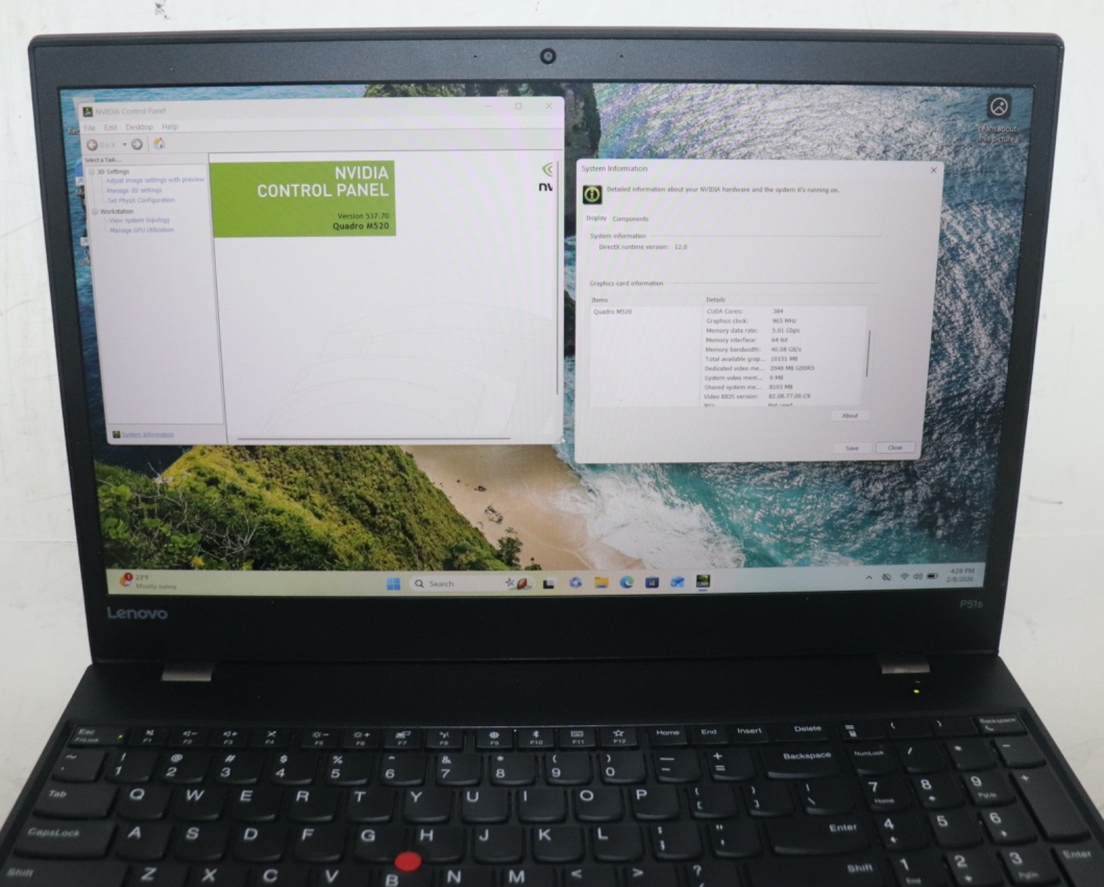 Lenovo ThinkPad P51S|Intel core i7@2.50GHz|16GB RAM|256GBSSD|WIN11.Prof|NVIDIA
