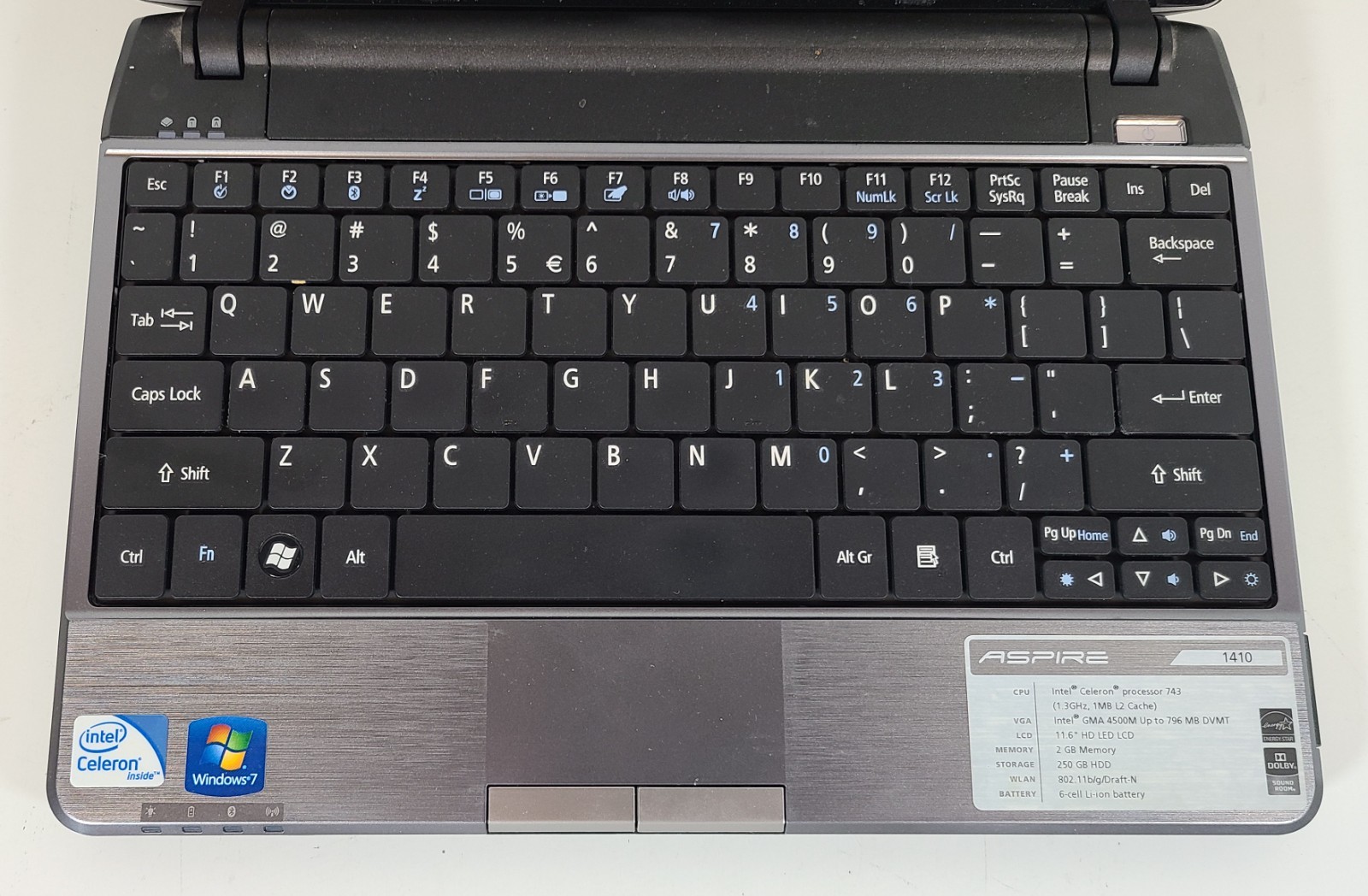 Acer 1410 Laptop 2GB Ram 250GB HDD Intel Celeron 743 1.30GHz Webcam HDMI Win 10