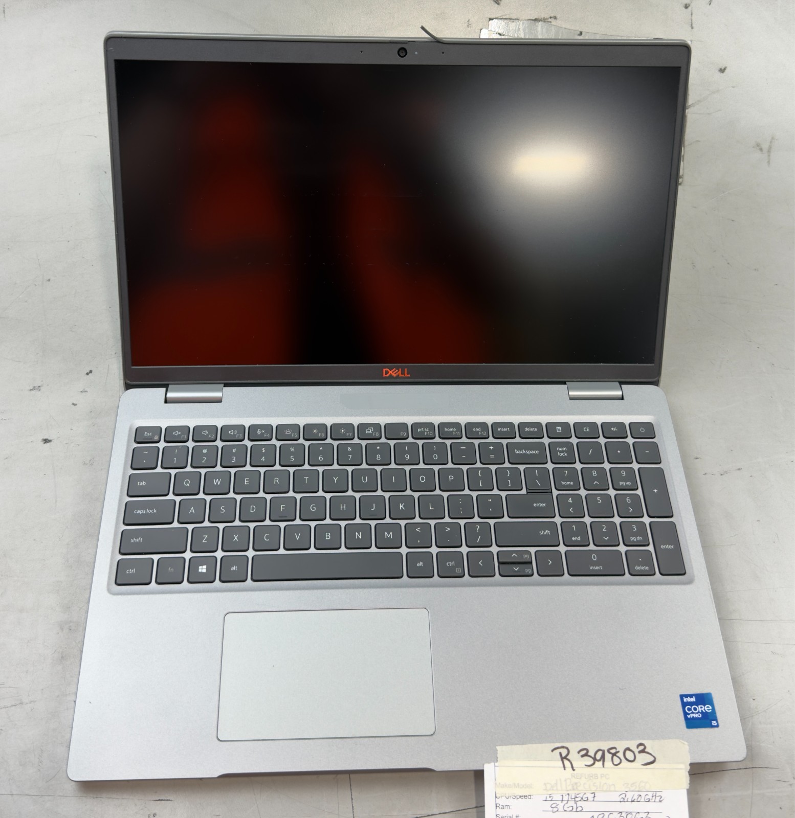 Dell Precision 3560 i5-1145G7 / 8GB RAM / Quadro T500 / NO SSD -RL6046
