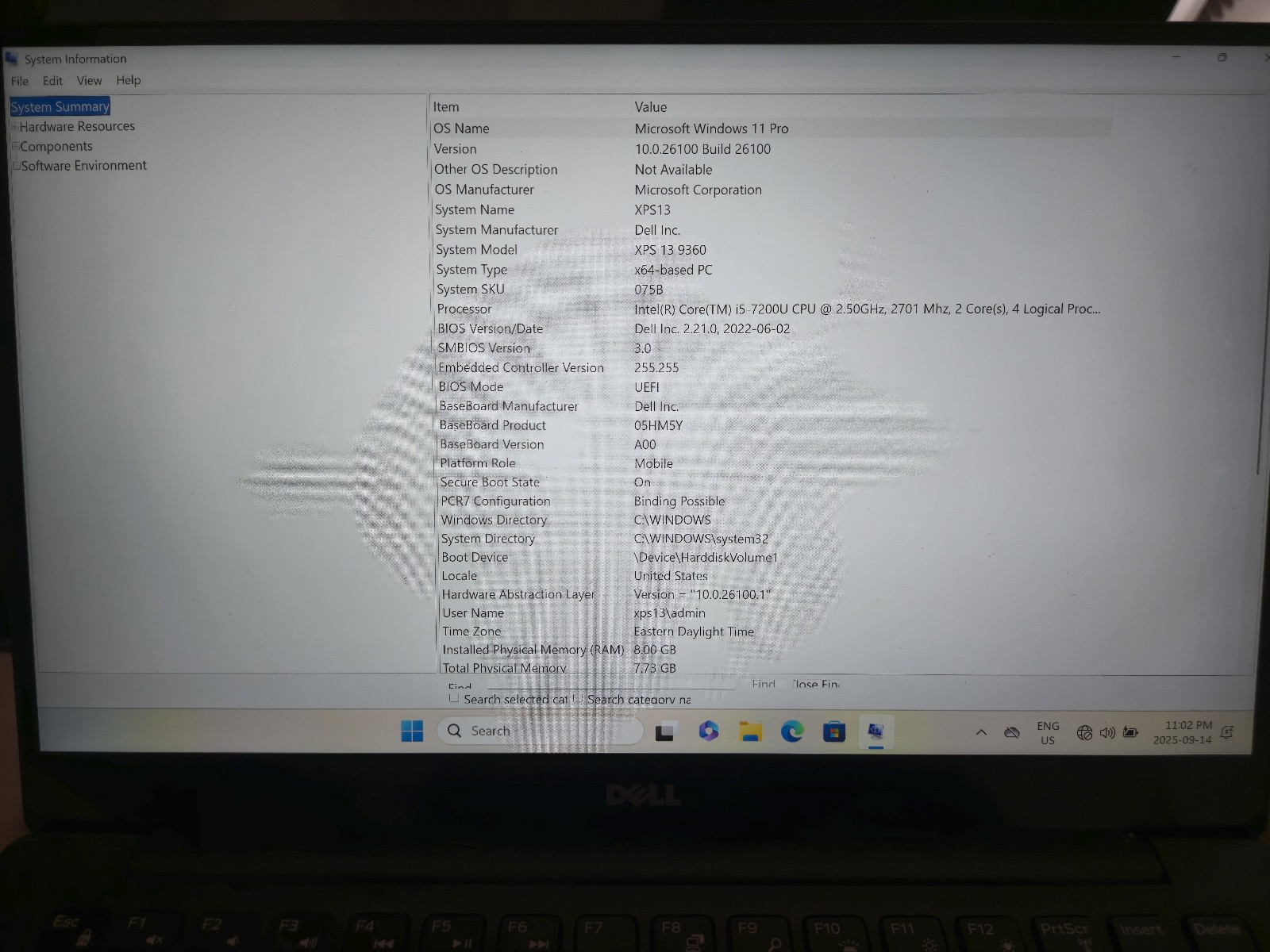 DELL XPS 13 9360 INTEL I7-7th Gen 8GB RAM 256GB SSD 13.3″ QHD+ Touch W11 BIOS