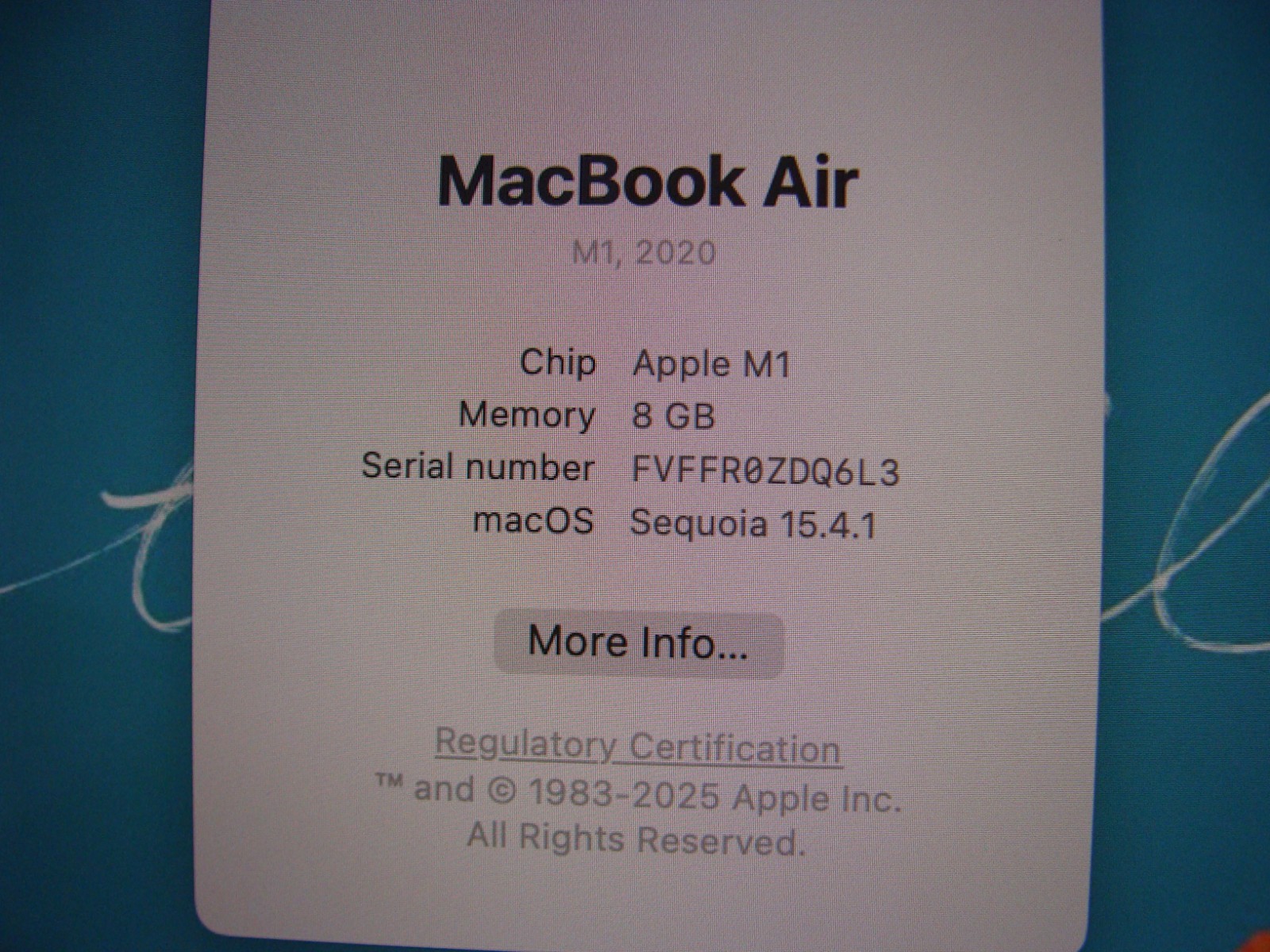 Apple MacBook Air A2337 MGN63LL/A 13.3″ M1 (2020) 8CPU/7GPU 8GB 128GB +Charger