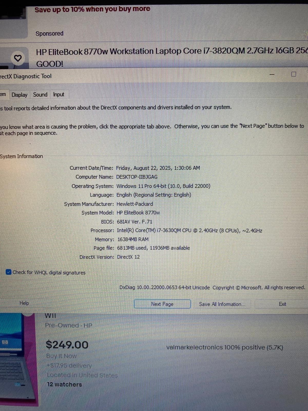 HP EliteBook 8770w|Intel Core i7@2.40 GHz|16GB RAM| 120 SSD + 720HDD