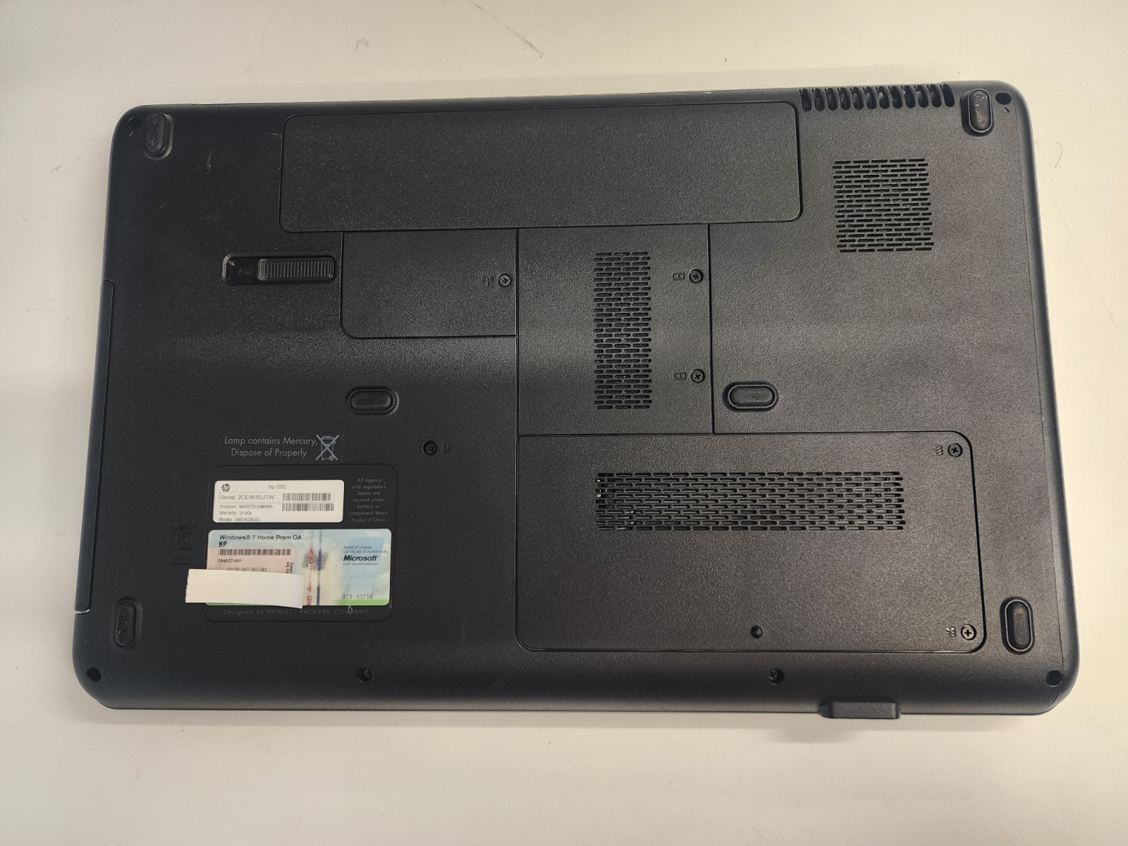 HP G60 NOTEBOOK Pentium dual Core T4400@2.20ghz – 3GB RAM 320gh Hdd