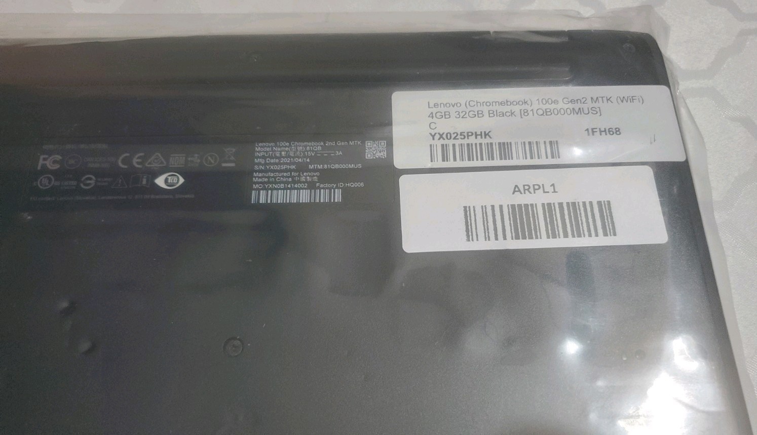 Lenovo 100e Chromebook 2nd Gen MTK 81QB 11.6” 4GB 32GB ChromeOS Laptop