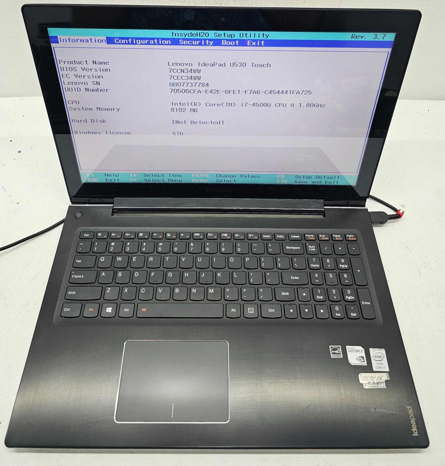 Lenovo IdeaPad U530 Touch 15.6″ Laptop Intel Core i7-4500U 8GB Ram NO HD/OS (FL)