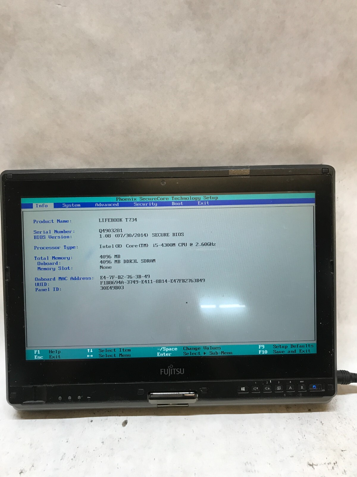 Fujitsu LifeBook T734 12.5″ Laptop Intel i5-4300M 2.6GHz 4GB RAM NO HDD NO OS DW