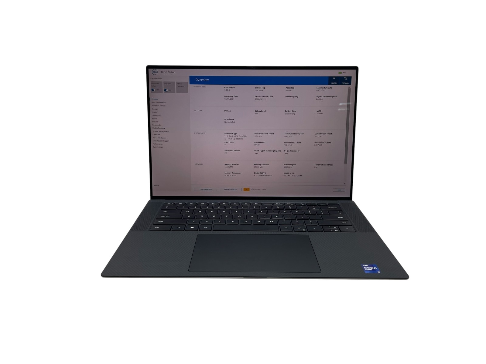 Dell Precision 5560 15″ – i9 2.6GHz – 64GB RAM – 512GB SSD – Grade D