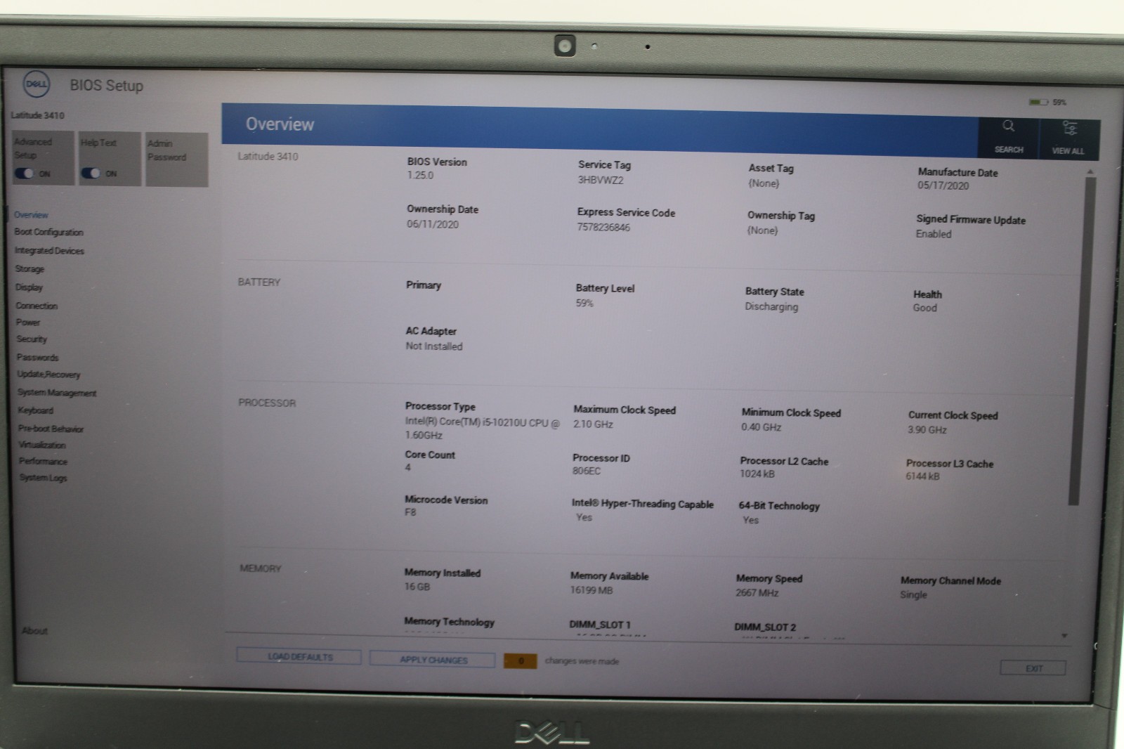Dell Latitude 3410 _ i5-10210U @ 1.6 _ 16GB RAM _ 512GB SSD _ W11P