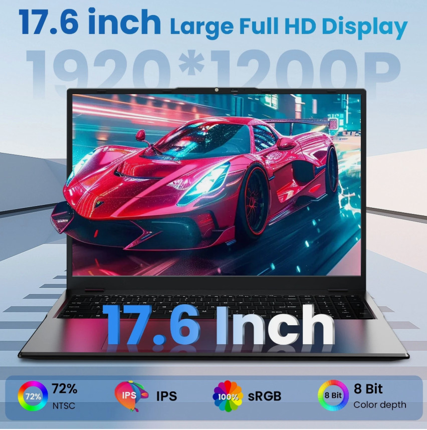 Jumper 17.6″ Laptop 16GB RAM 640GB SSD WIFI6 FHD 1920*1200 IPS 2.9GHz Windows 11