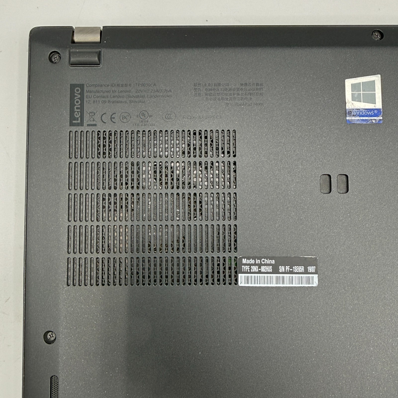 Lenovo ThinkPad T490s 14″ i7-8565U 16GB RAM 256GB SSD Win11 Pro Fingerprin Fair