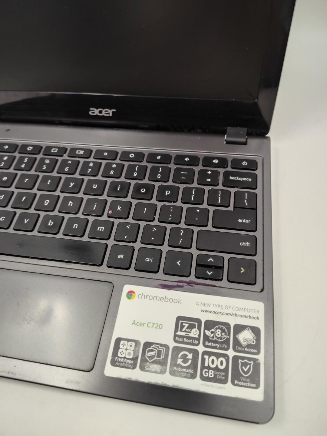 Acer Chromebook C720 Series ZHN 11.6″ Laptop Without AC Adapter For Parts As Is!