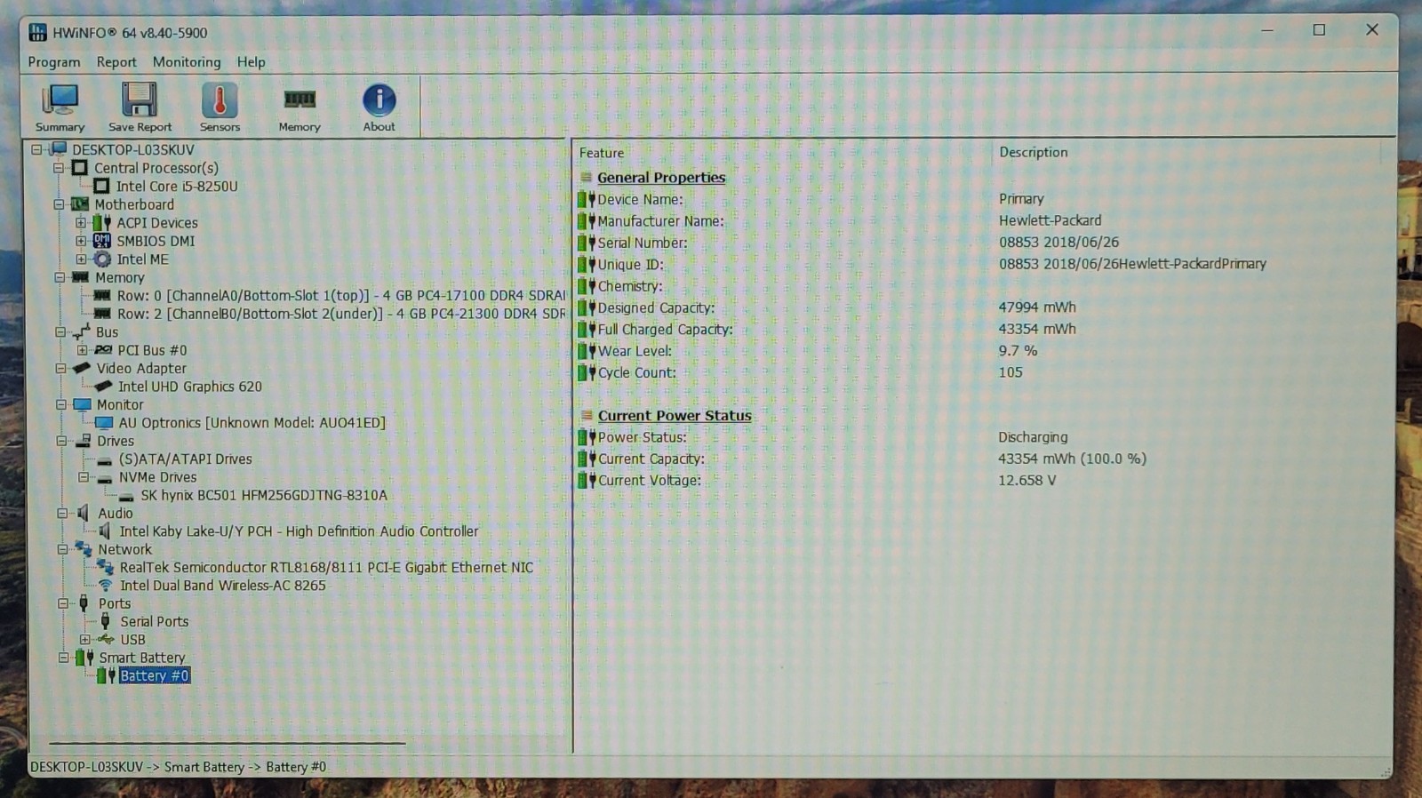 HP ProBook 450 G5, Intel Quad i5-8250U 1.60GHz 8GB, 256GB SSD, Win 11 Pro