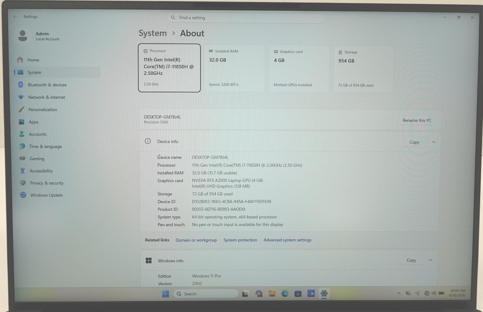 Dell Precision 5560 15.6″ Core i7-11850H 2.50GHz 32GB 1TB SSD Laptop