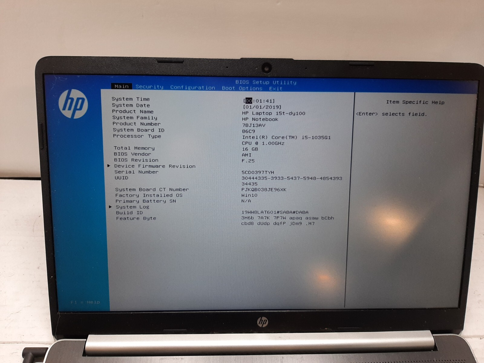 HP Laptop 15T-DY100 15.6″ i5-1035G7 16GB RAM NO OS/SSD/BATTERY #97