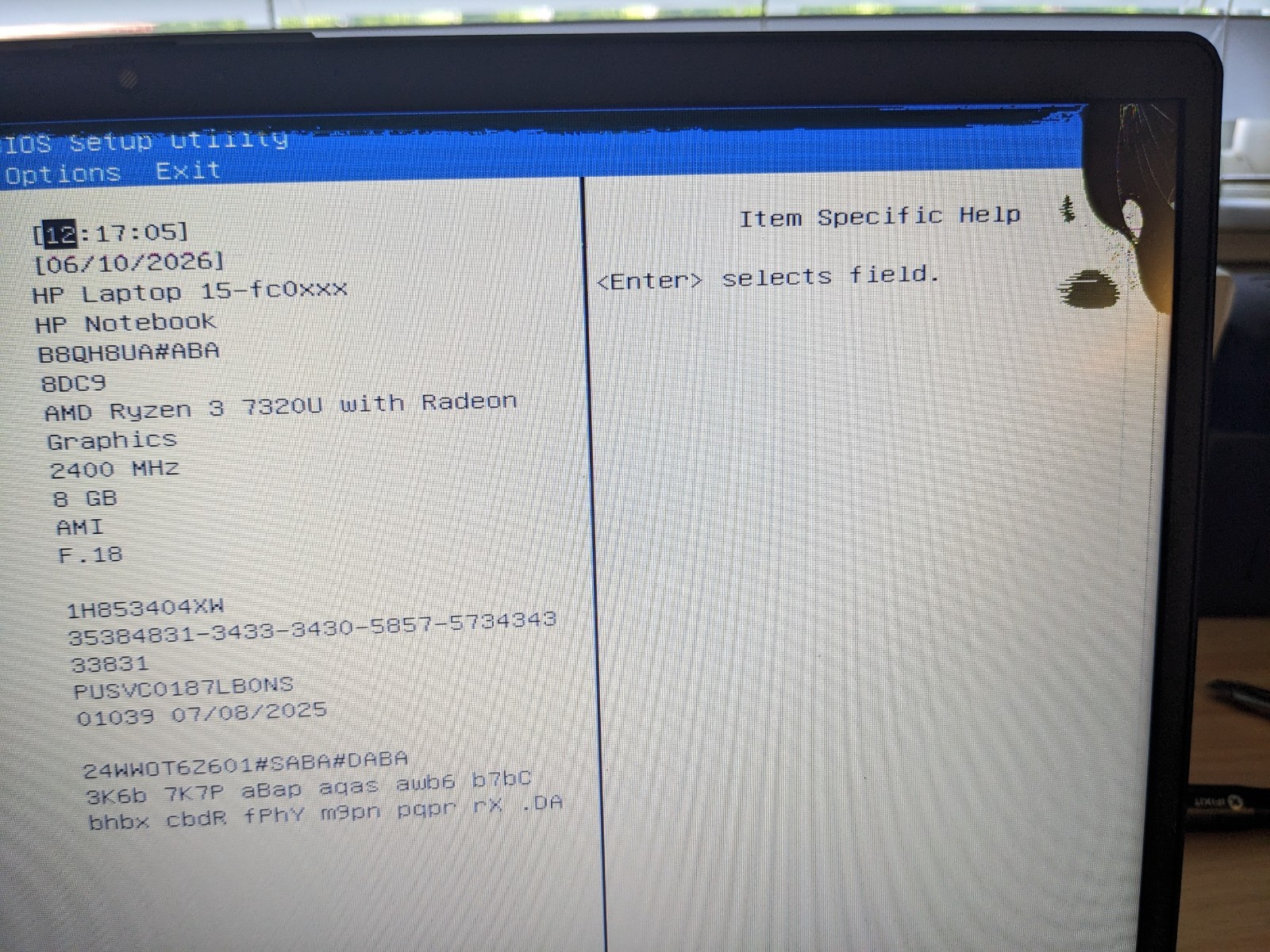 HP Laptop 15 FC0XXX 15 .6″ AMD RYZEN 3 7320 8GB DDR4 Cracked screen
