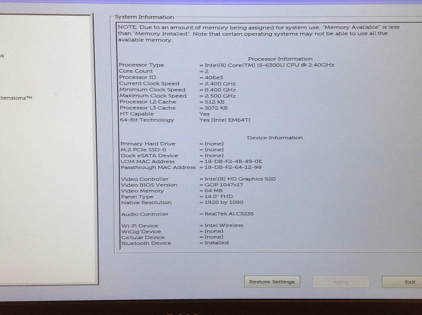 Dell Latitude E7470 Laptop i5-6300U 2.4GHz 14″ FHD w/AC Adapter, No RAM & HDD