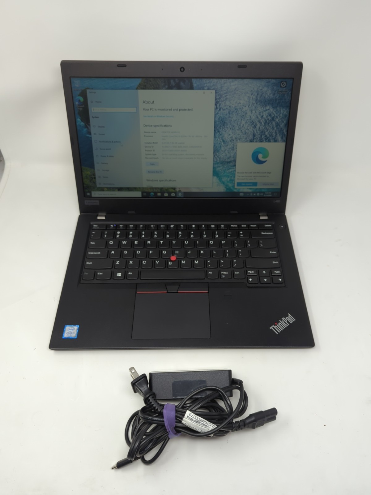 Lenovo ThinkPad L480 14″ (i5-8250u 1.60GHz – 8GB RAM – 128GB SSD – Win 10)