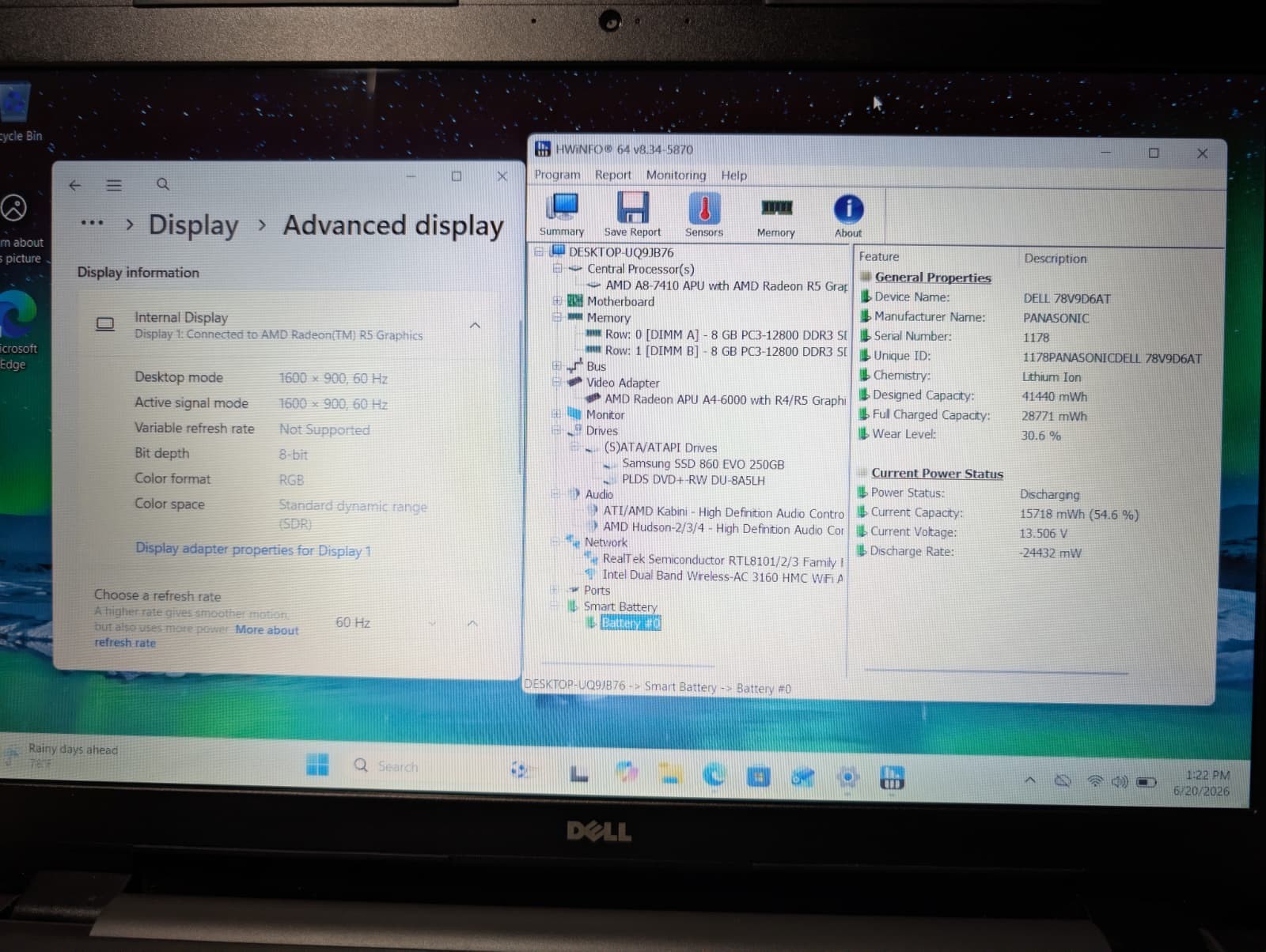 17″ Dell Inspiron 5755 Blue | AMD A8 16GB RAM 256GB SSD | HD+ Backlit Win 11 DVD
