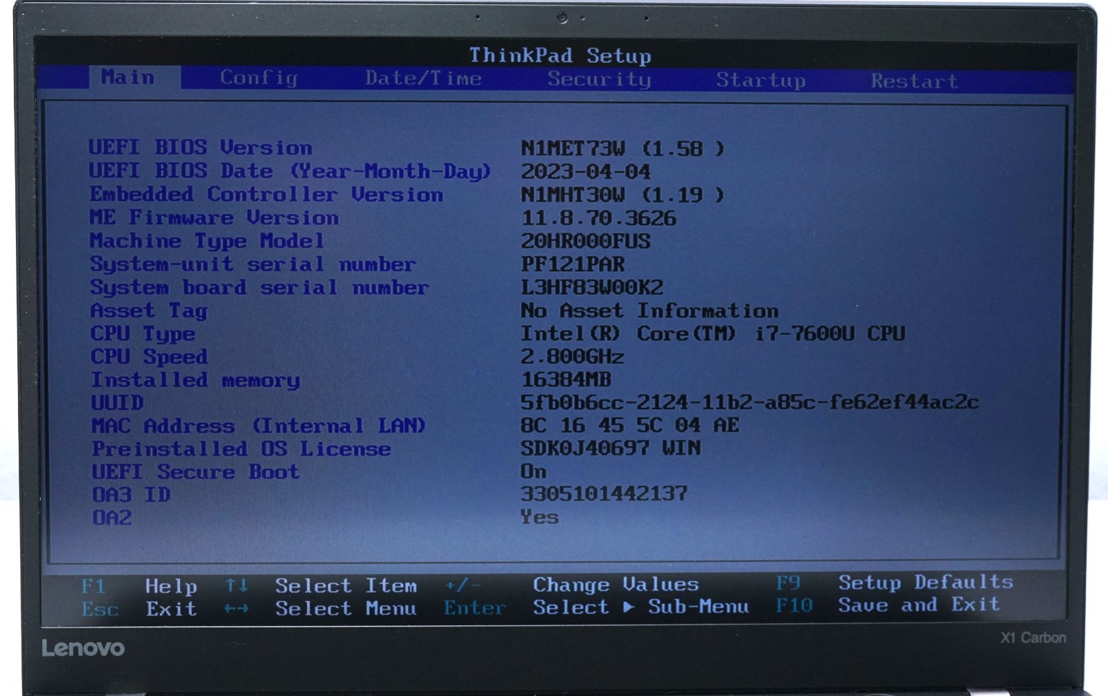 Lenovo ThinkPad X1 Carbon 5th Gen 14″ FHD Intel Core i7-7600U 16GB RAM (No SSD)