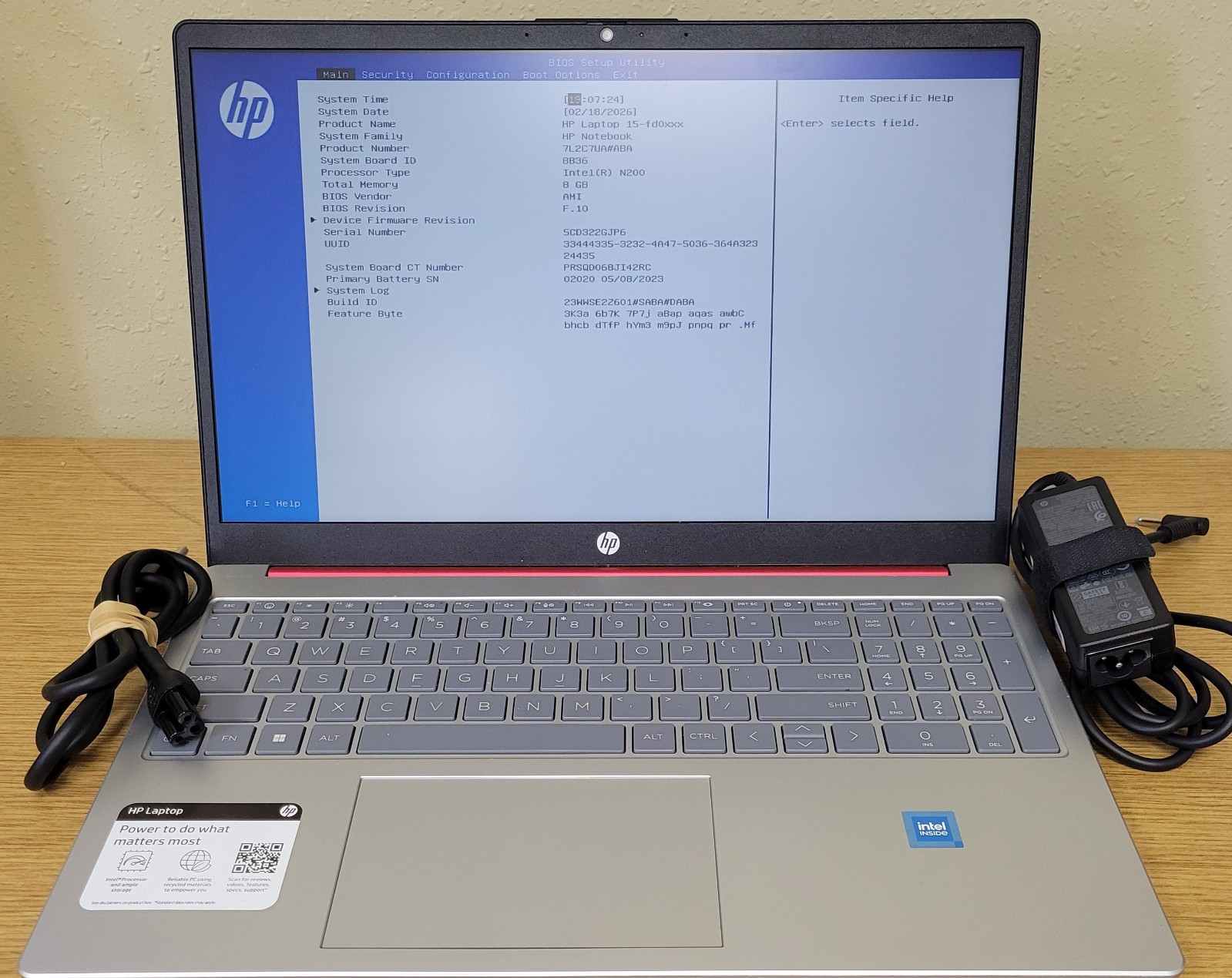 HP Laptop 15-fd0083wm N200 1.0GHz 8GB 128GB SSD No OS/HDD