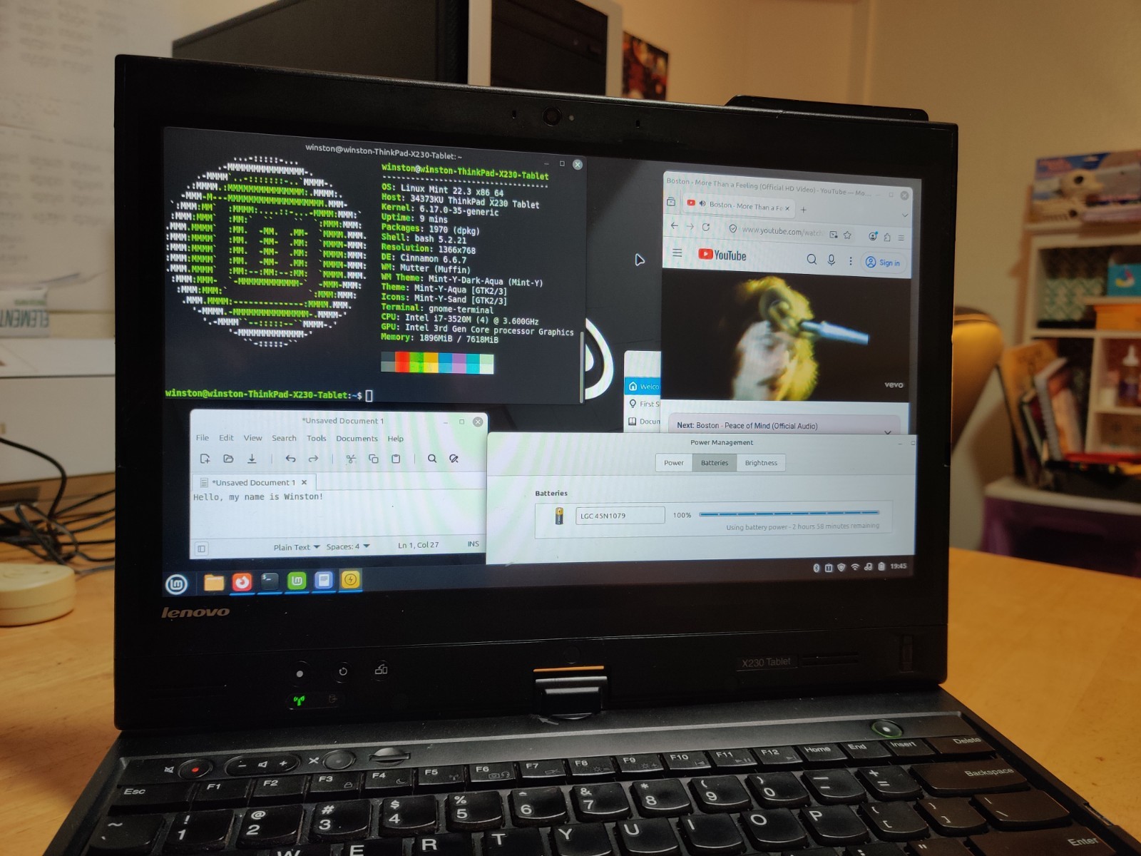 Thinkpad X230 Tablet, Core i7 (2 Core, 2.90GHz), 8GB RAM, 256GB HDD, Linux Mint