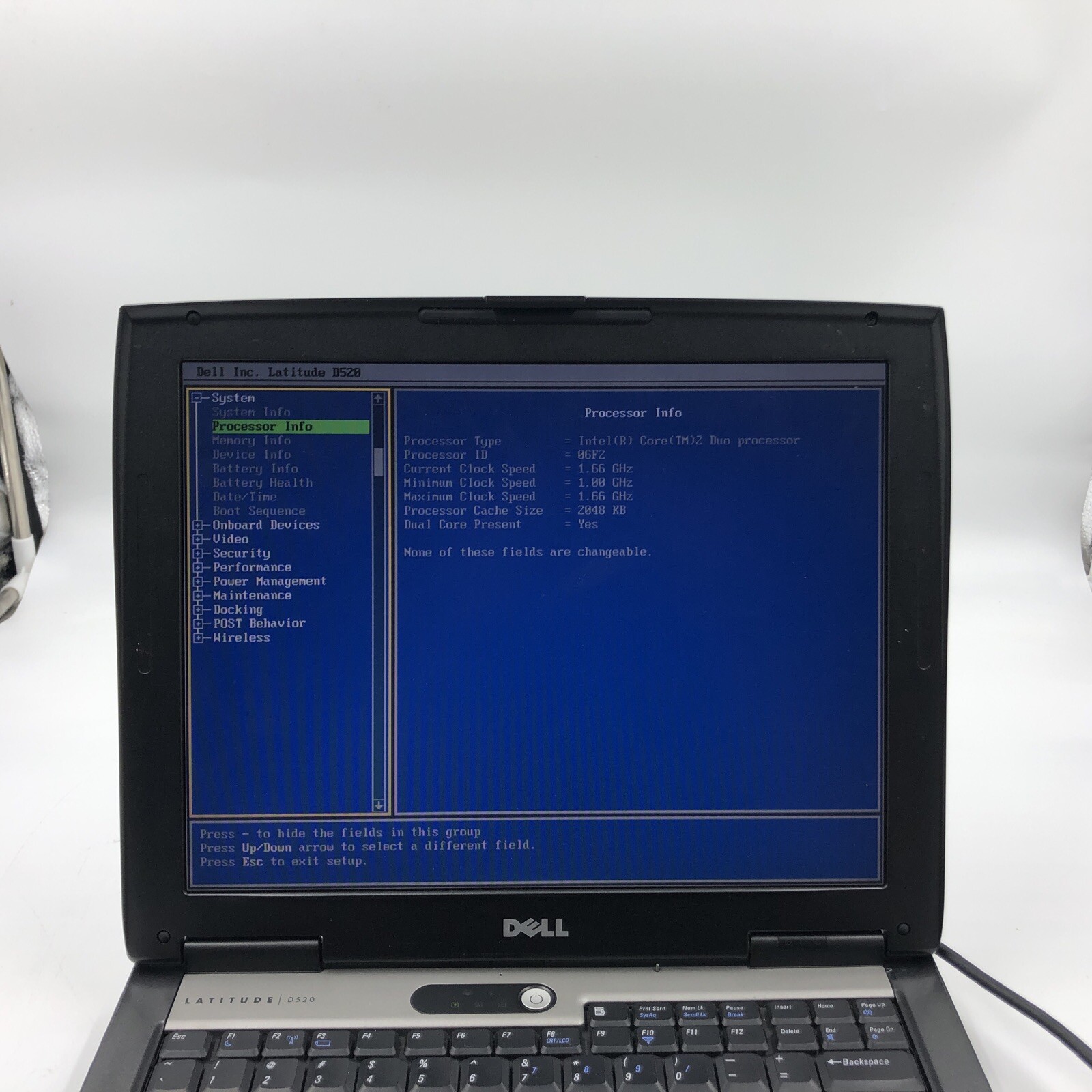 Dell Latitude D520 Laptop Intel Core 2 Duo 1.66 1GB NO HDD/OS Bad Battery (PART)