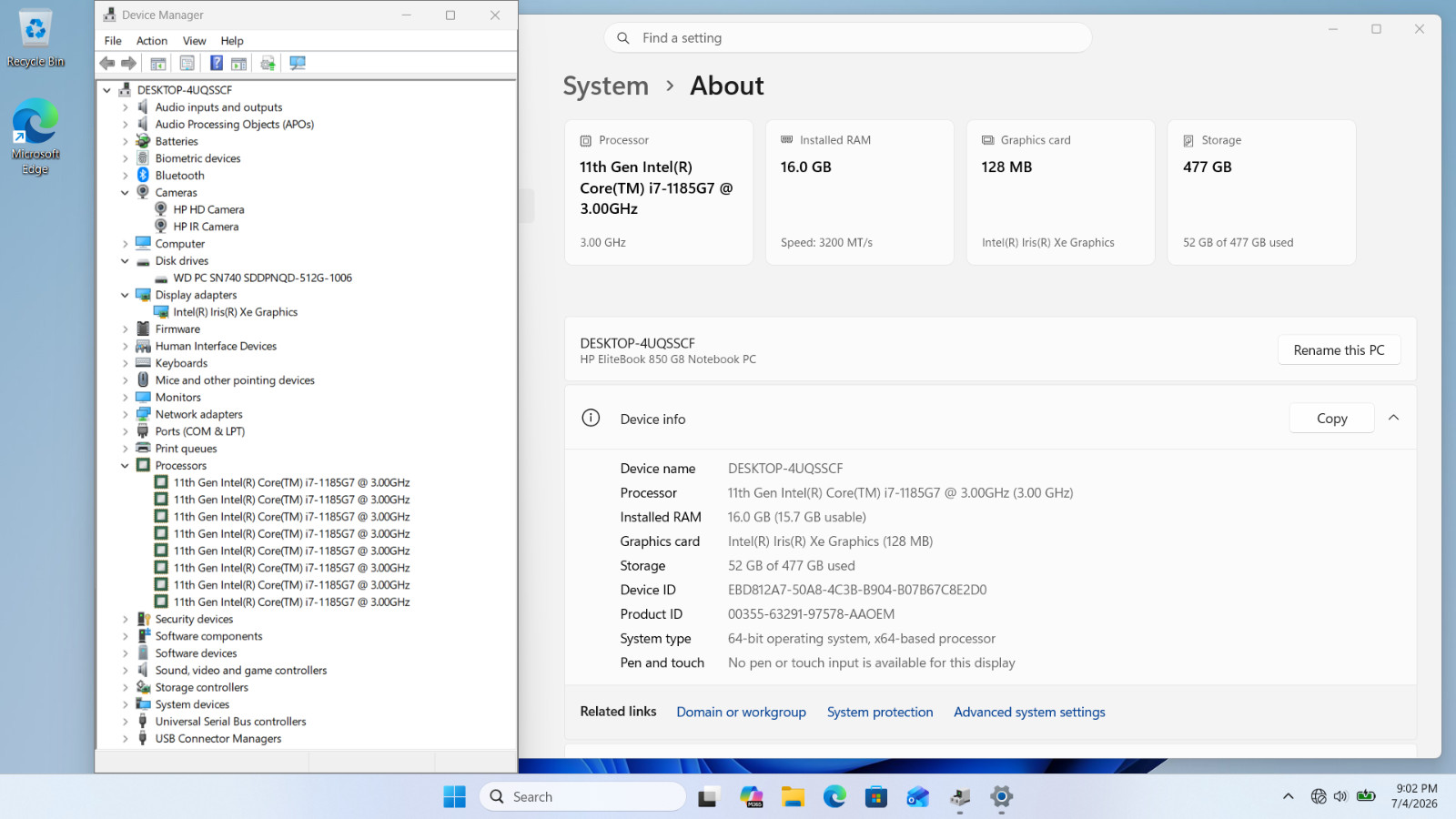 HP EliteBook 850 G8 15.6″ Laptop Core i7-1185G7 16GB 512GB LED Backit KB – Good