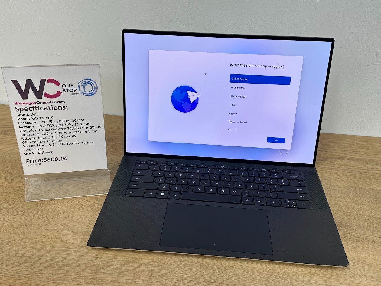Dell XPS 15-9510, Core i9 11900H, 32GB DDR4, RTX 3050 Ti, 512GB SSD 2020