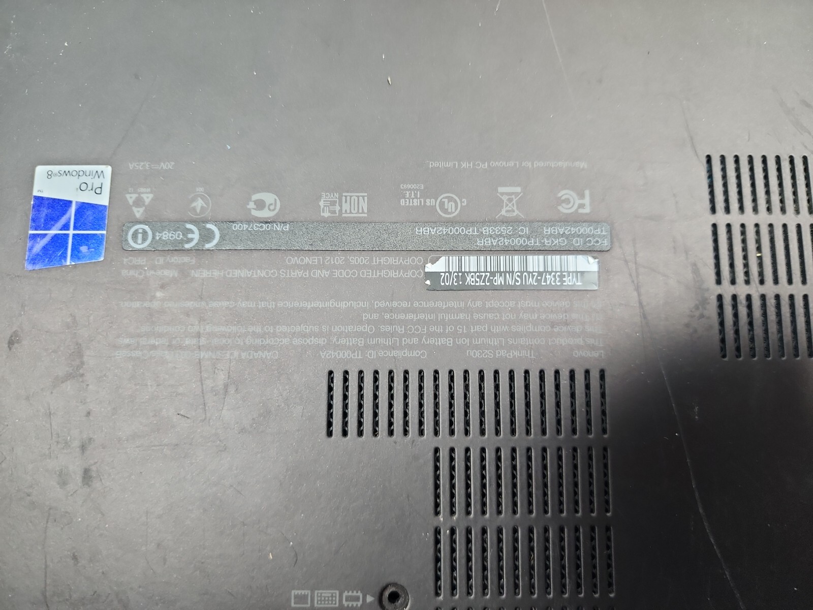 LENOVO ThinkPad Twist S230u Touchscreen Laptop i3 1.80 GHz 4GB NO HDD