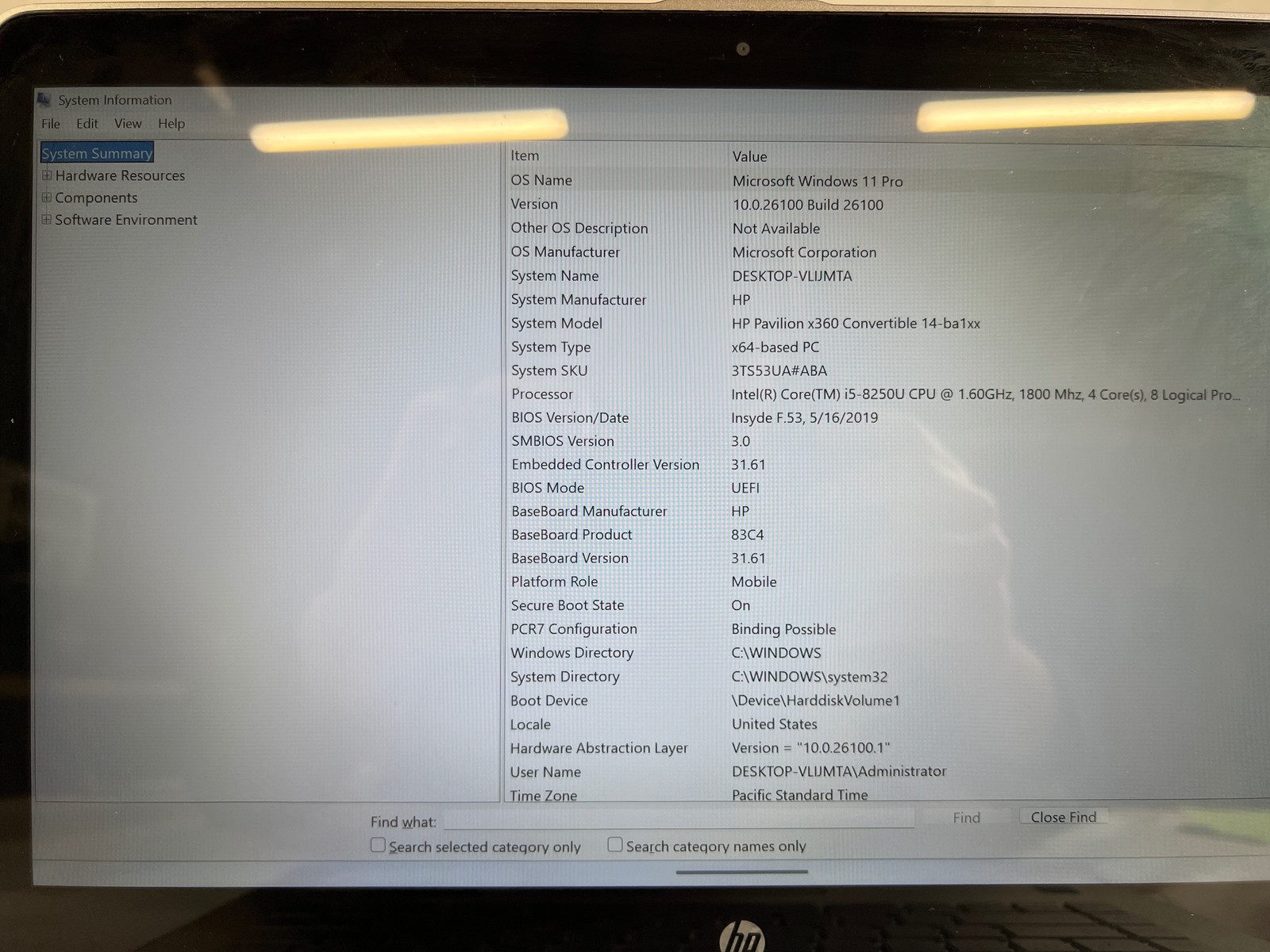 HP Pavilion x360 14 i5-8250U 8GB 240GB SSD No Battery 14″
