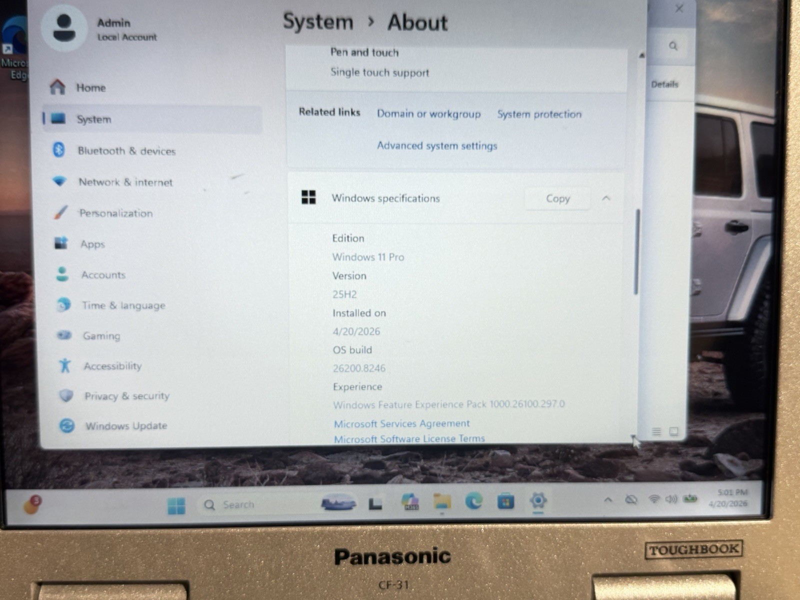 Panasonic Toughbook CF-31 I5-5300u@2.3ghz 16gb Ram 256 GB SSD Win11P 12230 HOURS