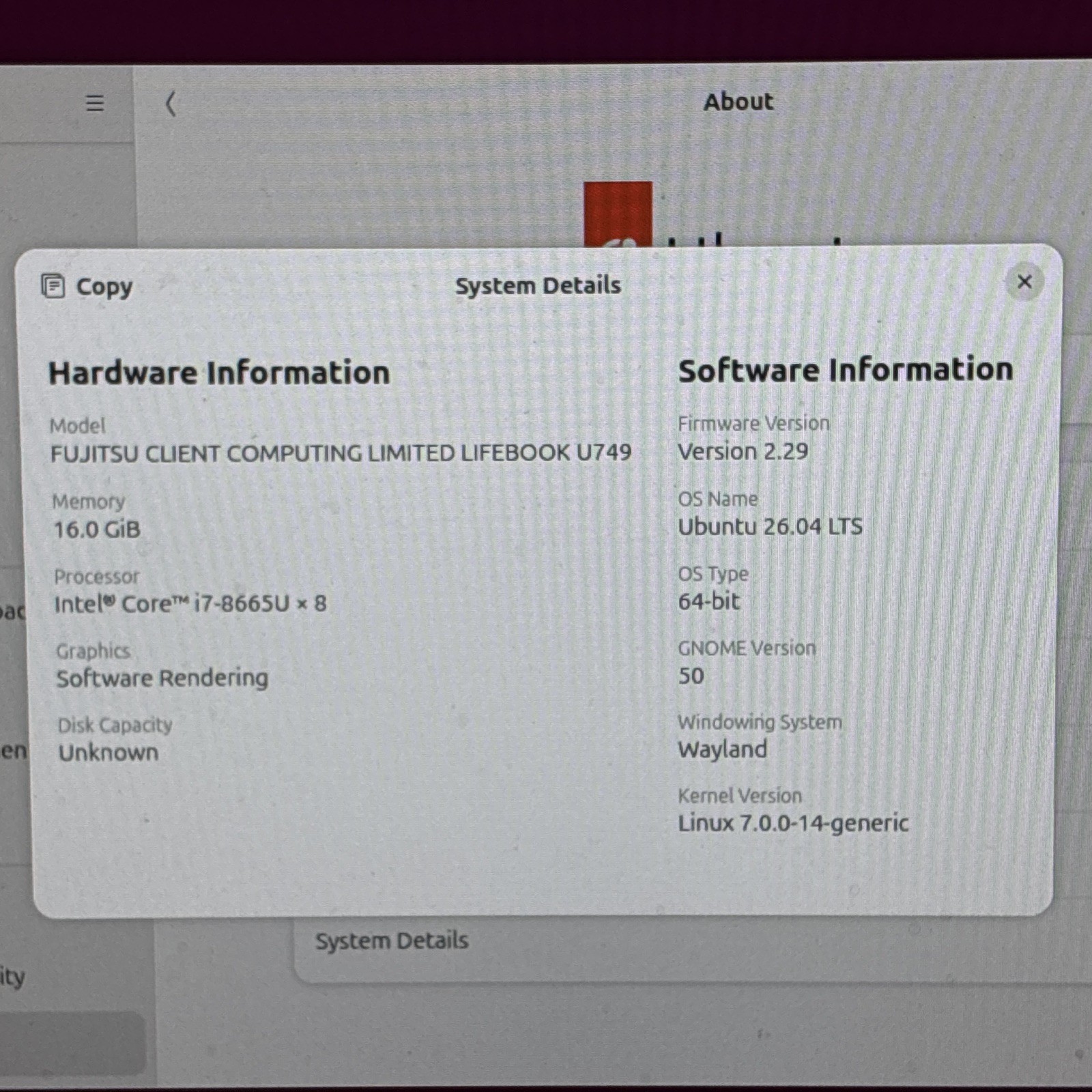 Fujitsu Lifebook U749 14″ i7-8665U 4.80GHz 16GB Ram – No SSD / Read Descrip