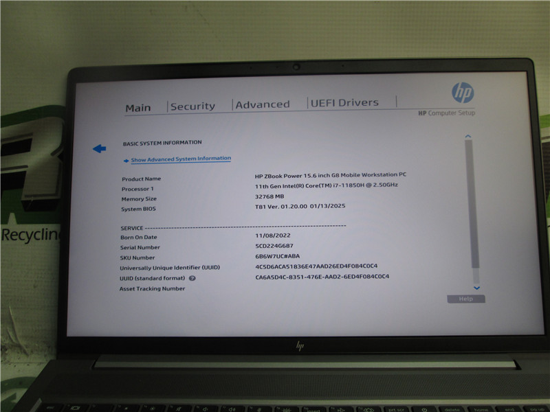 HP ZBook Power G8 Laptop i7-11850H 2.5GHz 32GB RAM 512GB SSD Windows 11 Pro COA