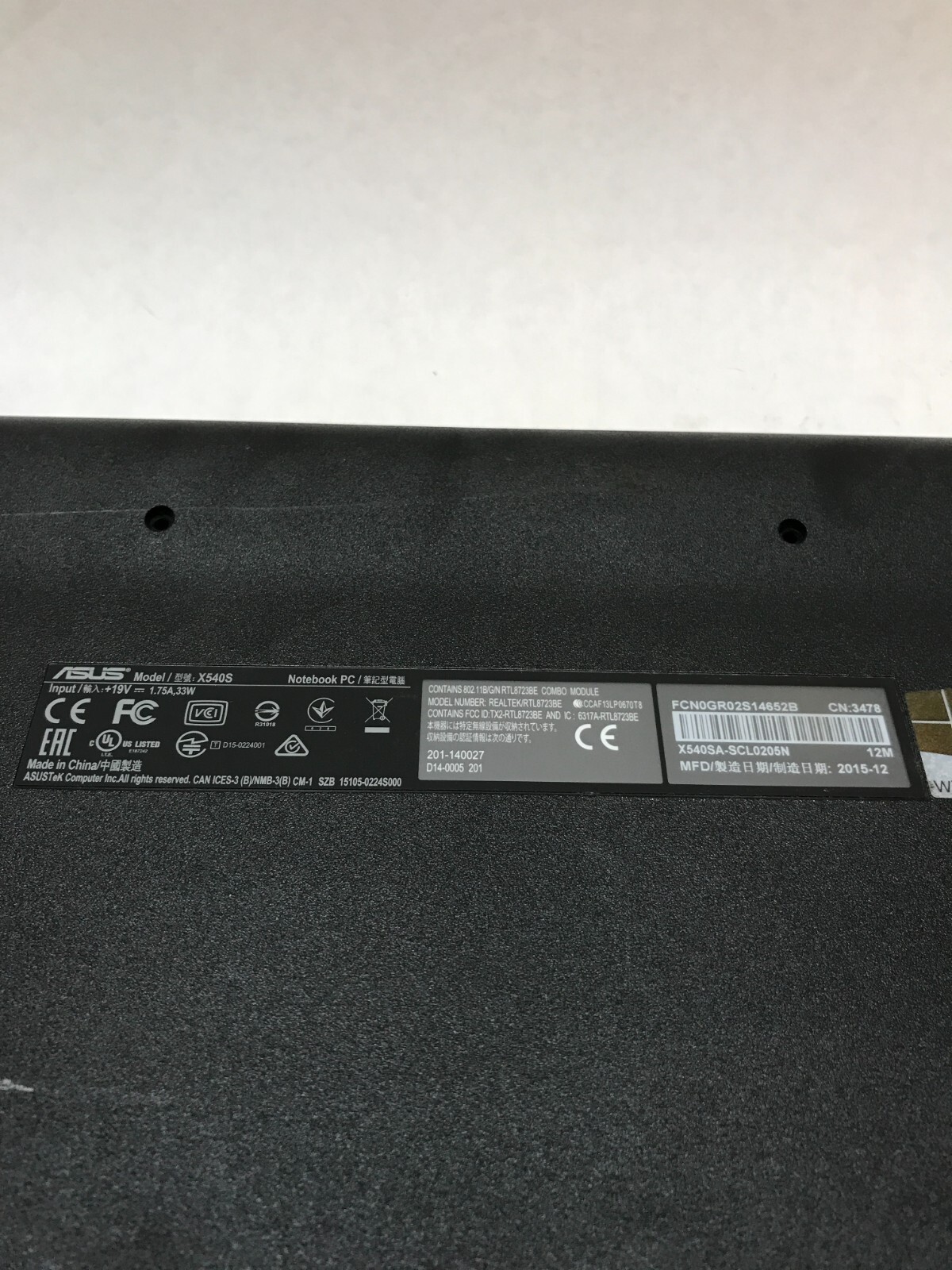 Asus X540S 15″ Laptop Celeron N3050 1.6GHz 4GB RAM NO HDD/OS BAD KB For Parts DW