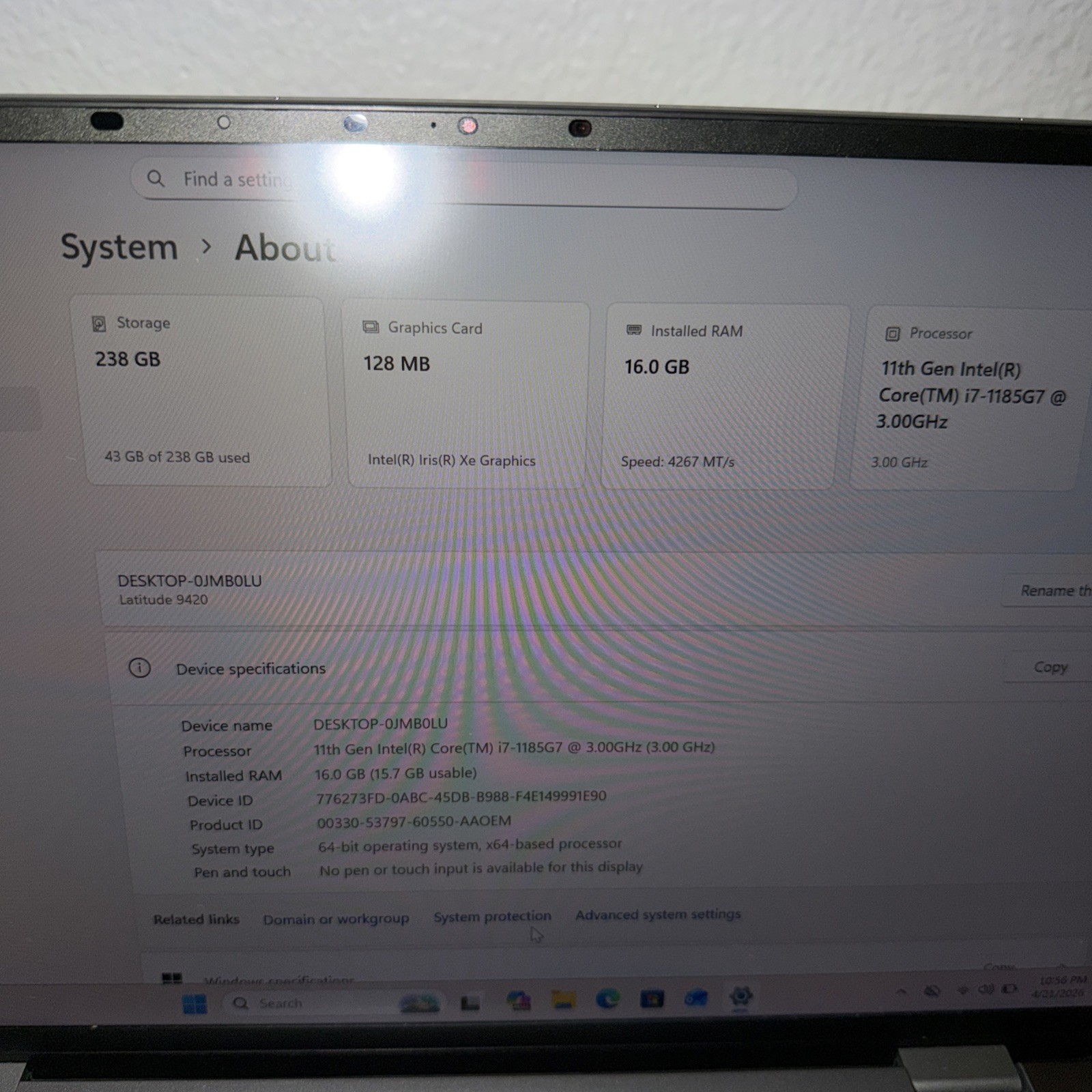Dell Latitude 9420 Intel Core I7-1185G7 3.00GHz, 256GB, 16GB RAM, Win 11 Pro