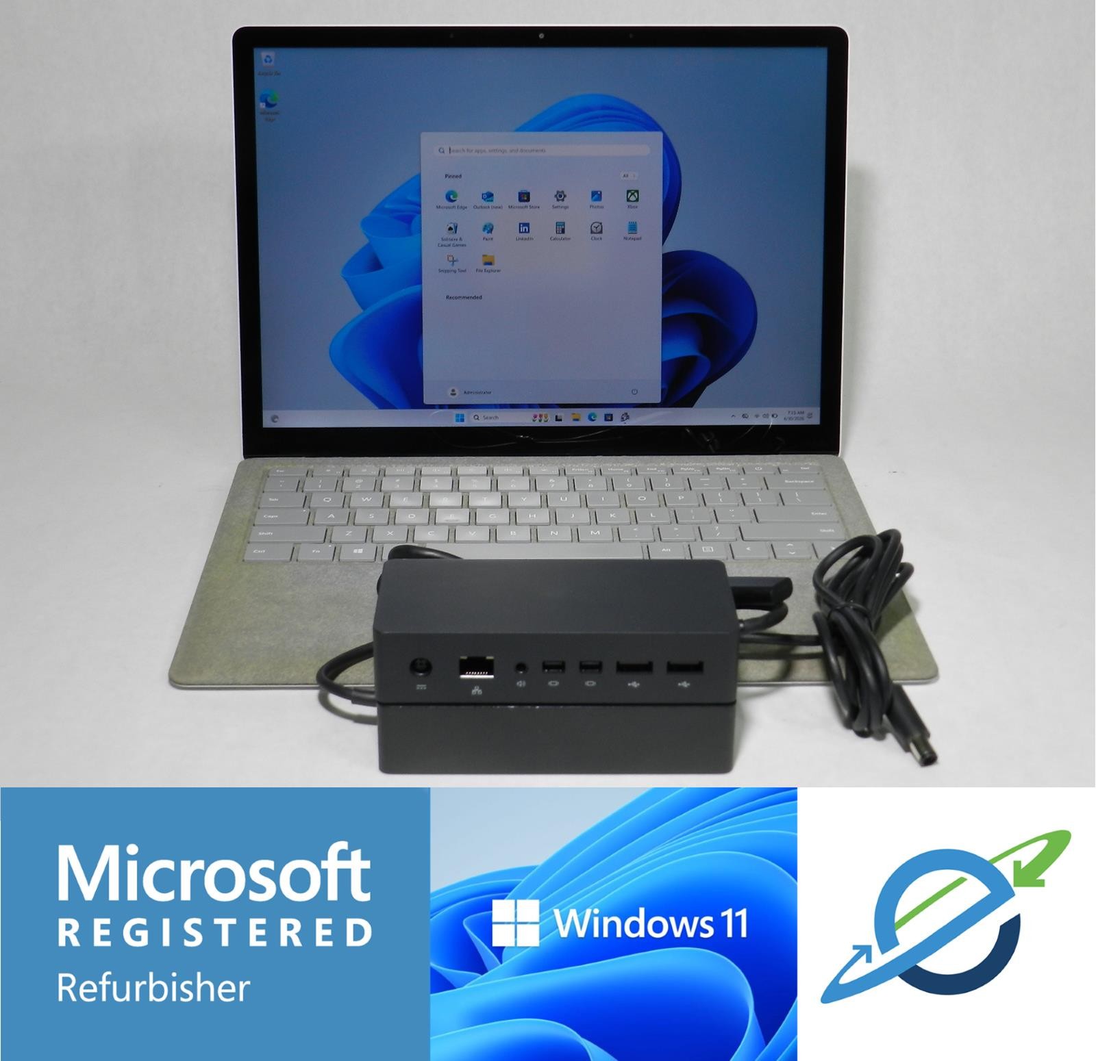 MICROSOFT SURFACE LAPTOP 2 | i5-8250U | 128GB SSD | 8GB | BH: 89% | w/ Dock 1