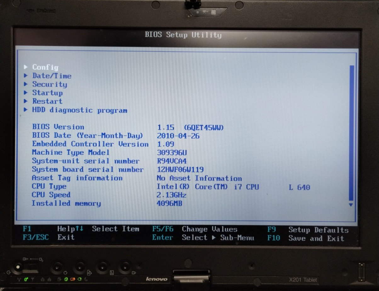 Lenovo Thinkpad X201 12.1″ Tablet Laptop i7-L640 4GB RAM 500GB Boots/Bios H4092