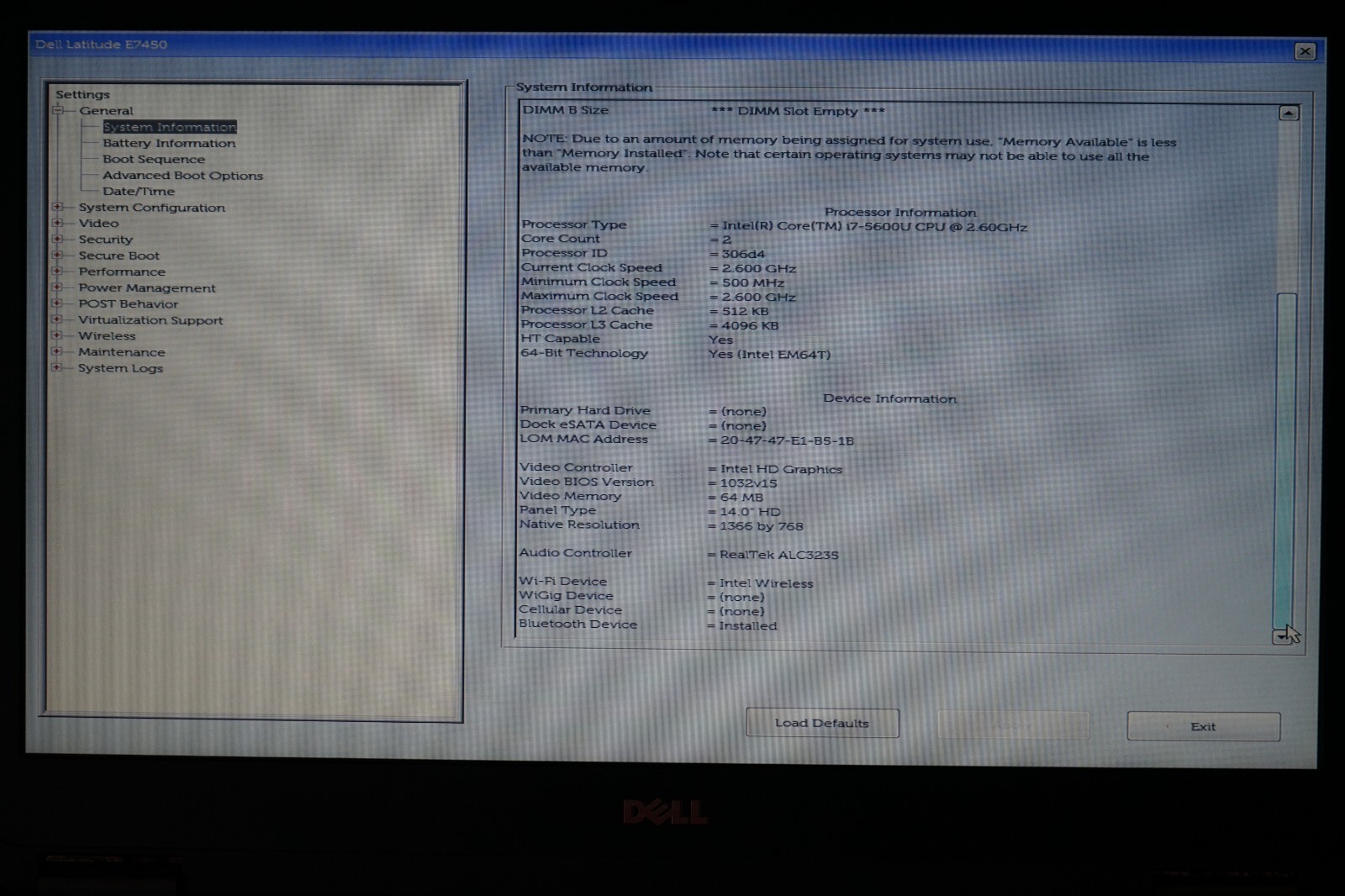 ^ Dell Latitude E7450 14″ Intel i7-5600U @ 2.60GHz 4GB Ram No HD “READ” #C1664