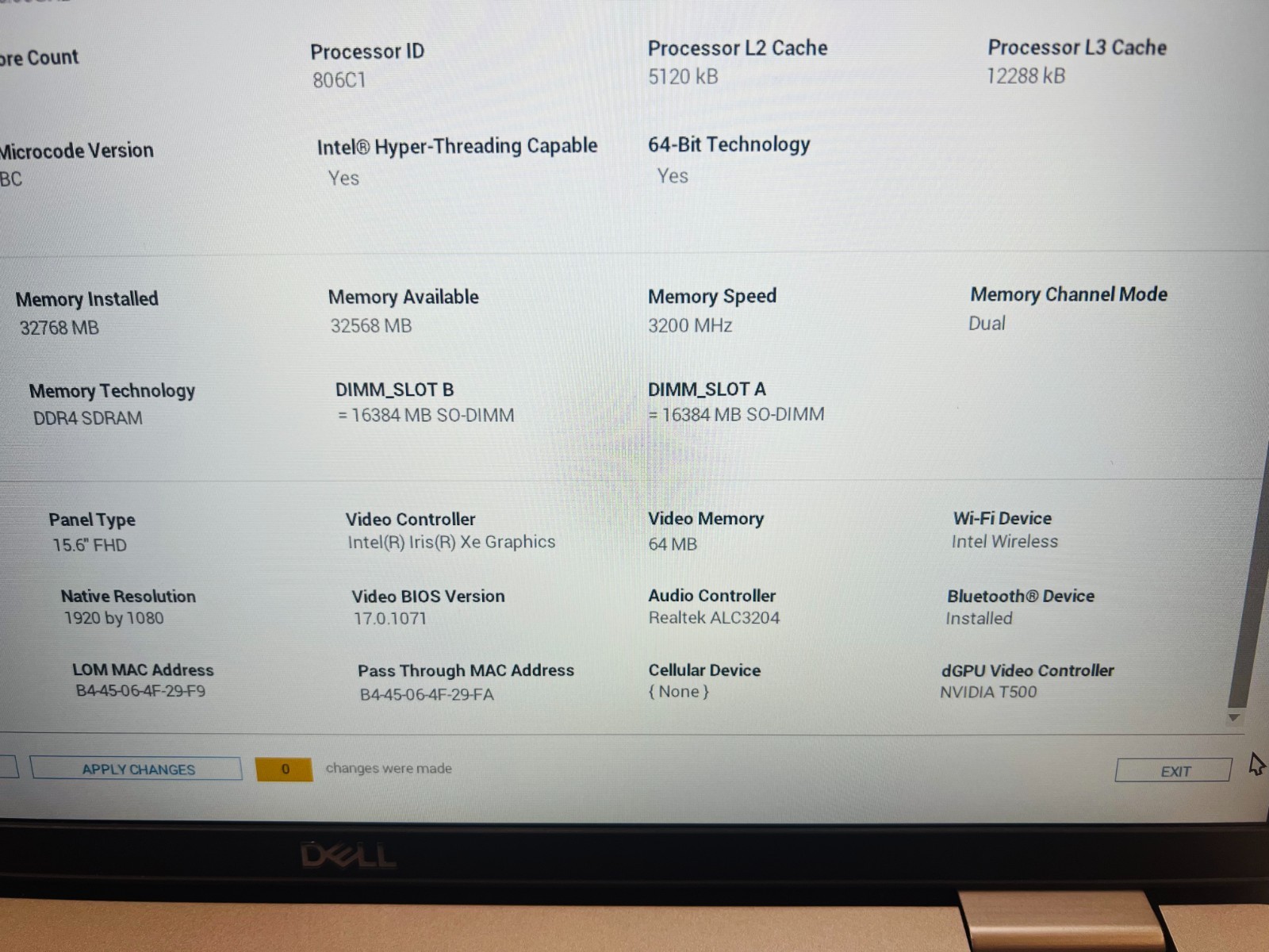 Dell Precision 3560 Workstation i7-1185G7 32GB 256GB SSD Nvidia Quadro T500