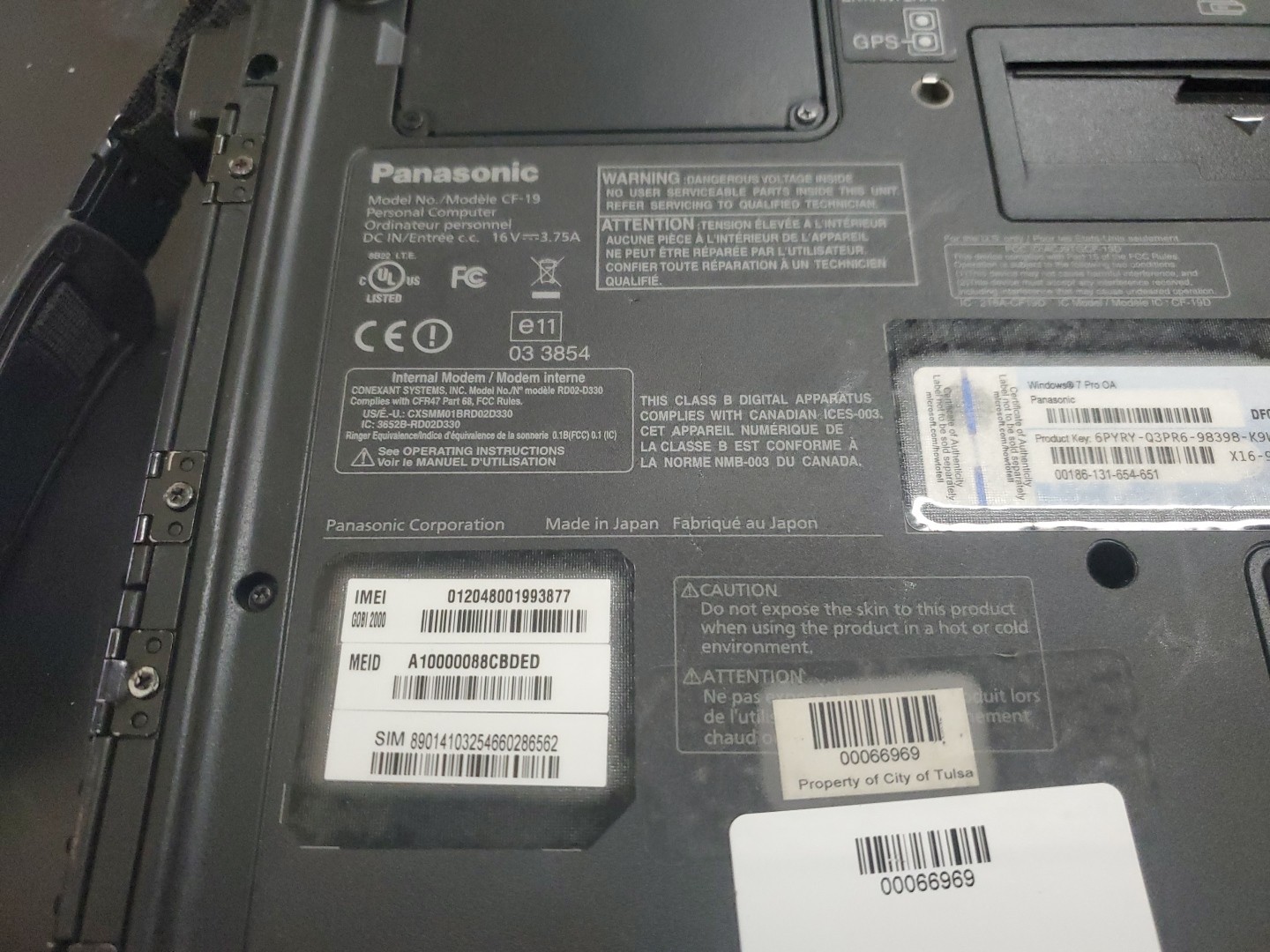Panasonic Toughbook CF-19, i5-540 @ 1.2GHz, 4GB RAM, NO HD/caddy 6550 Hours