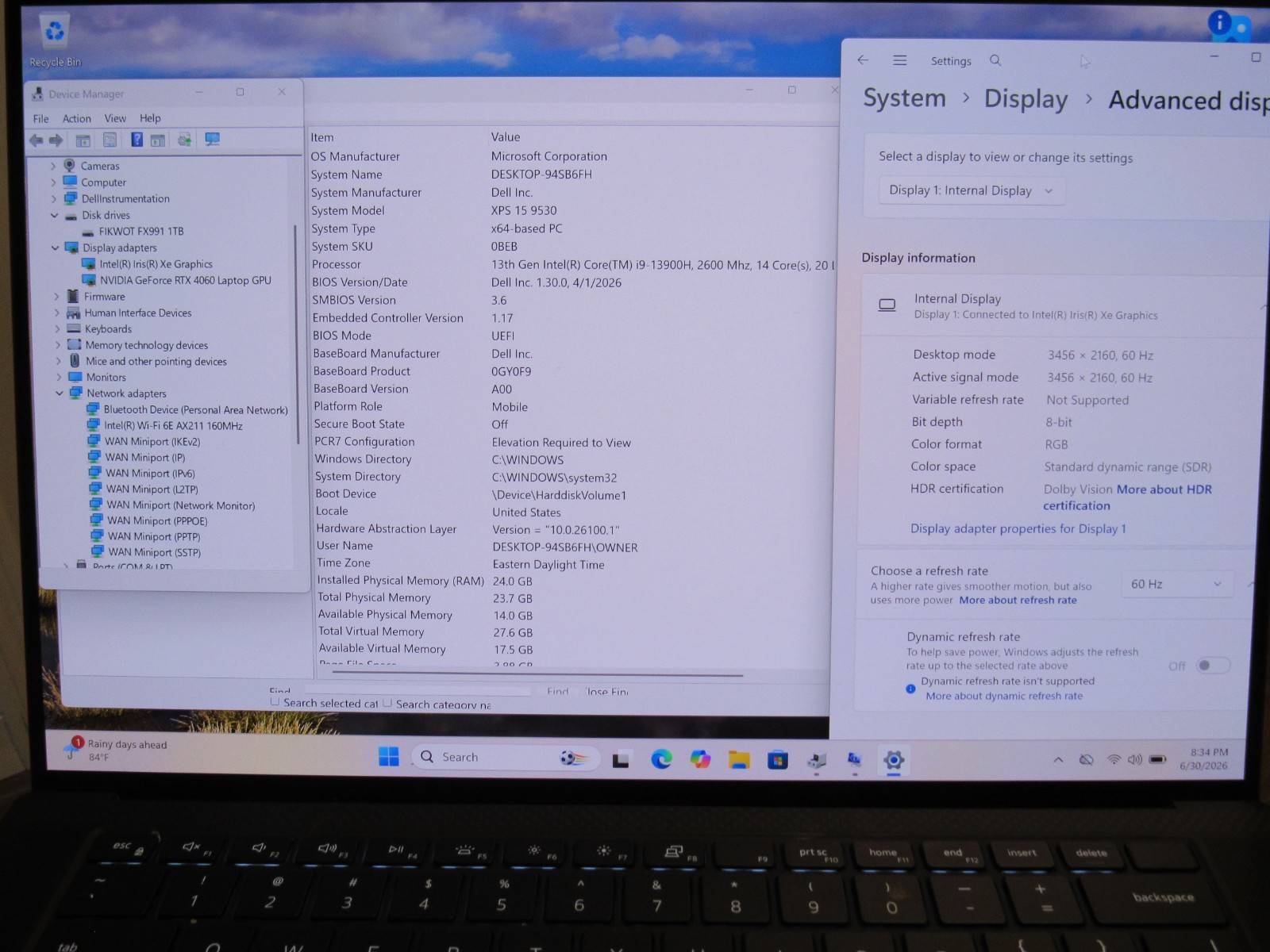 Dell XPS 15 9530 i9-13900H 24GB RAM 1TB SSD RTX 4060 4k UHD+ Touchscreen EXCLNT!
