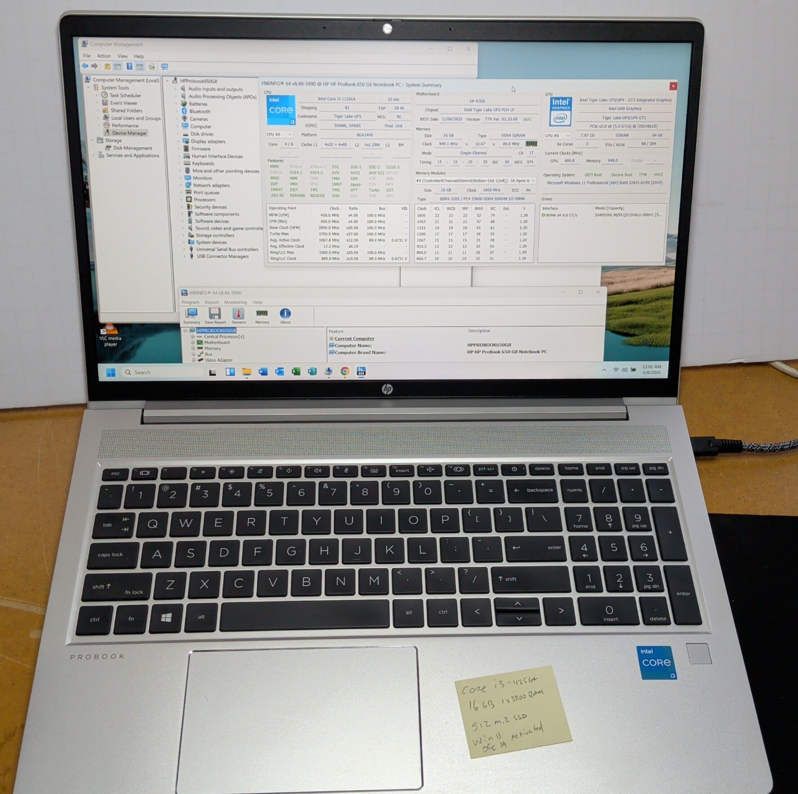 HP ProBook 650 G8 15.6 inch (512GB, Intel Core i3 1125G4 3.7Ghz, 16GB)