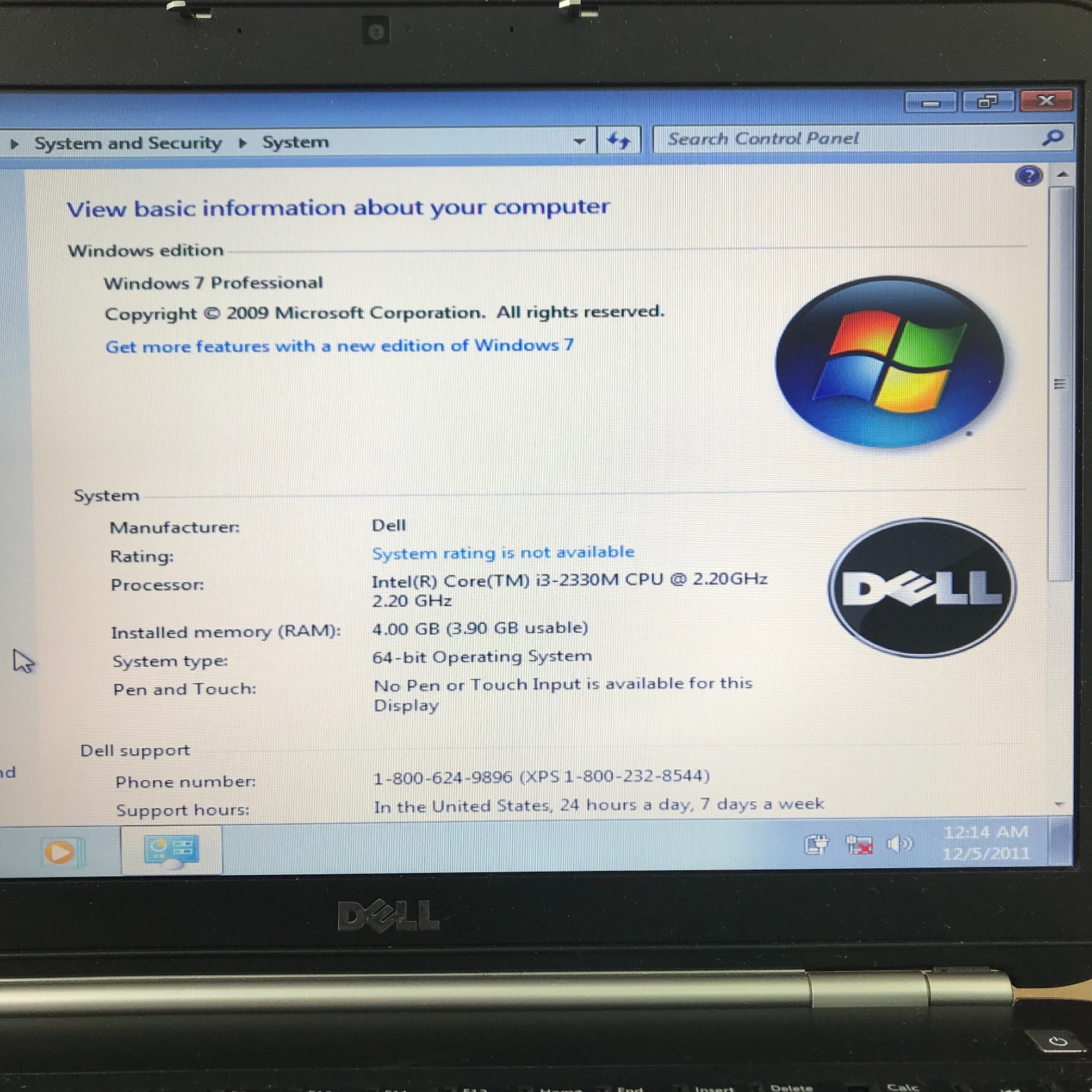 Dell Latitude E5520 Retro Gaming Laptop i3-2330M 2.20GHz 4GB RAM (Windows 7 Pro)
