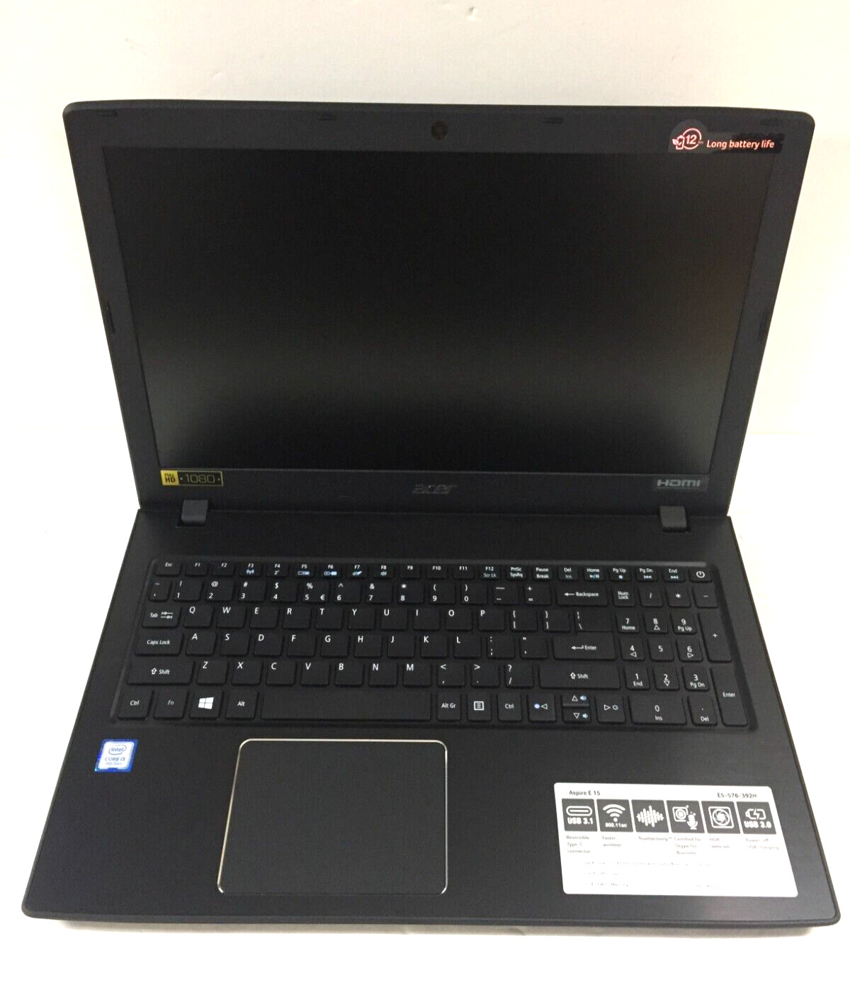 Acer Aspire E 15 E5-576-392H 15.6″ Laptop/Intel i3-8130U/6GB Ram/1TB HDD/W10 Blk