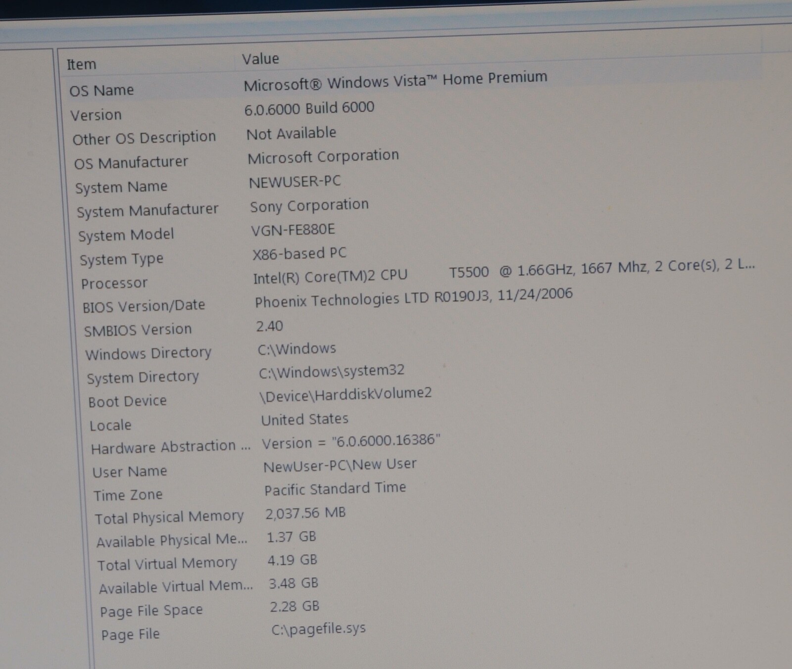 Vintage Sony Vaio VGNFE880E Laptop_Intel Core 2 T5500 CPU @ 1.66 GHz_2GB RAM_160