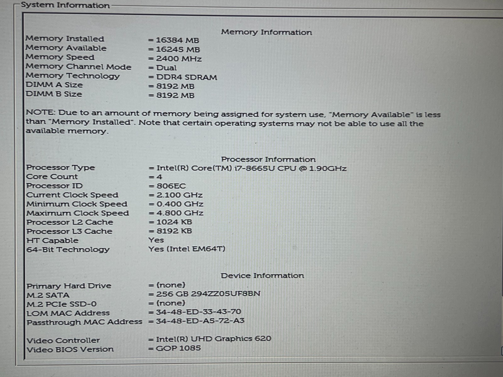 DELL 5400 14 TOUCH FHD i7-8665U 1.9GHz 16GB RAM 256GB SSD WIN11 KEYBOARD BROKEN