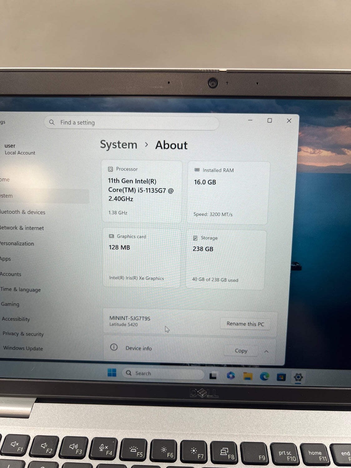 Dell Latitude 5420 14″ i5-1135G7 2.4GHz 16GB RAM 256GB SSD