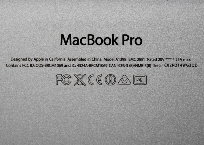 Apple MacBook Pro A1398 2015 i7 4770HQ 16 GB 15″ Normal Battery NO SSD OS